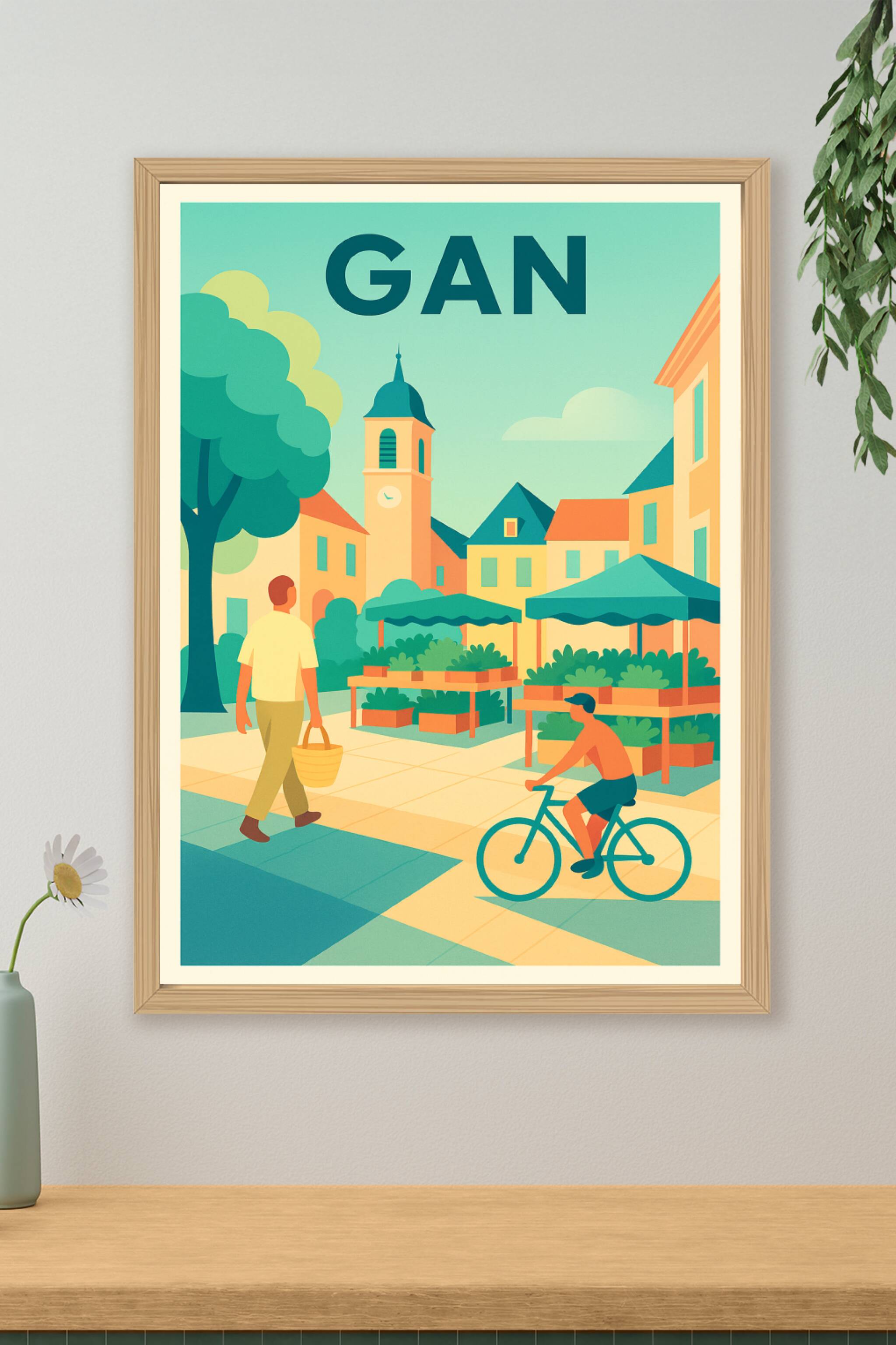 Affiche de Gan - Ambiance de marché et vie tranquille