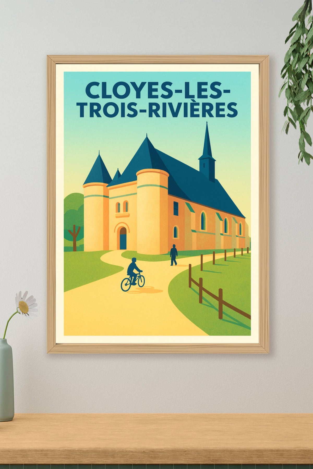 Affiche de Cloyes-les-Trois-Rivières - Charme et sérénité en illustration vintage