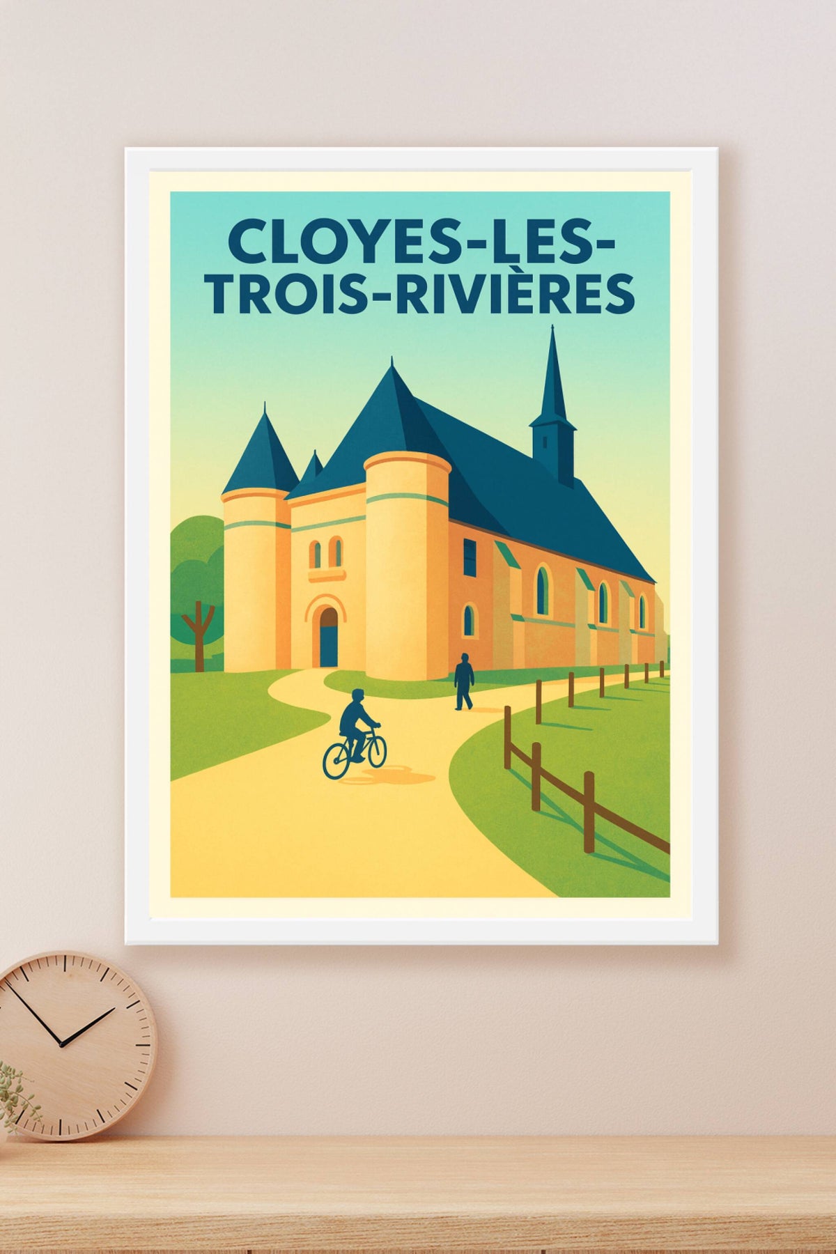 Affiche de Cloyes-les-Trois-Rivières - Charme et sérénité en illustration vintage