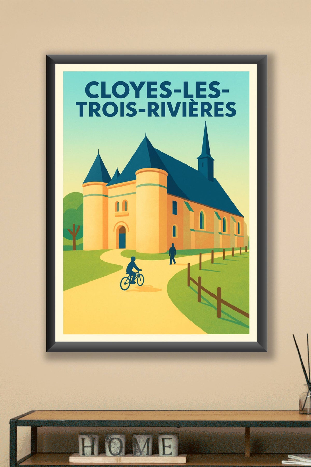 Affiche de Cloyes-les-Trois-Rivières - Charme et sérénité en illustration vintage