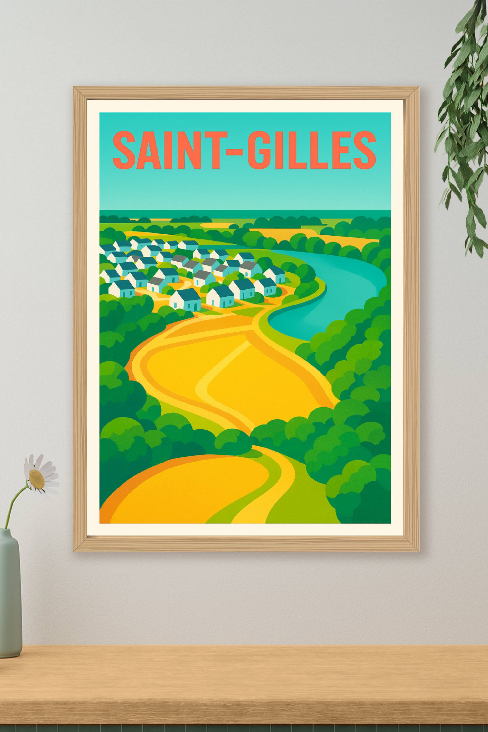 Affiche de Saint-Gilles - Charme bucolique et couleurs vibrantes