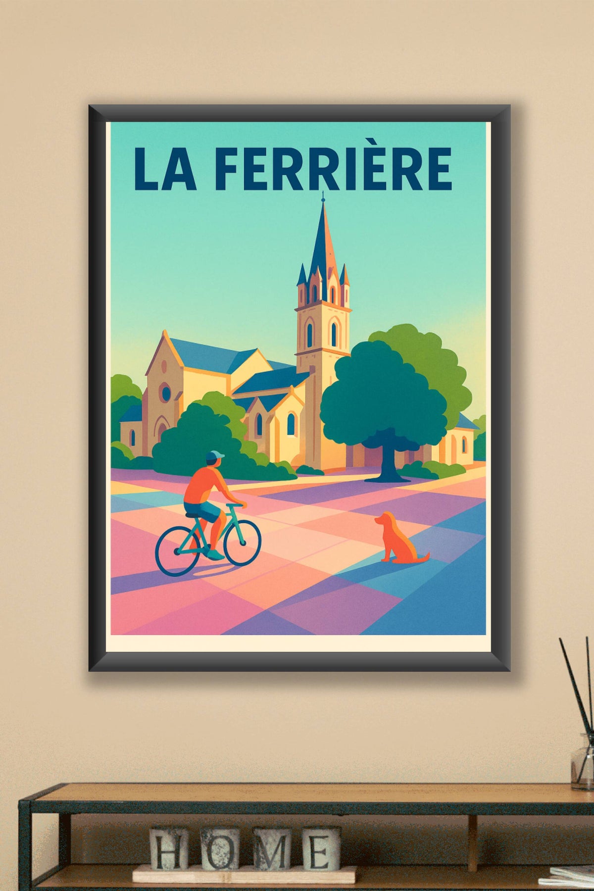 Affiche de La Ferrière - L'ambiance paisible du village à vélo