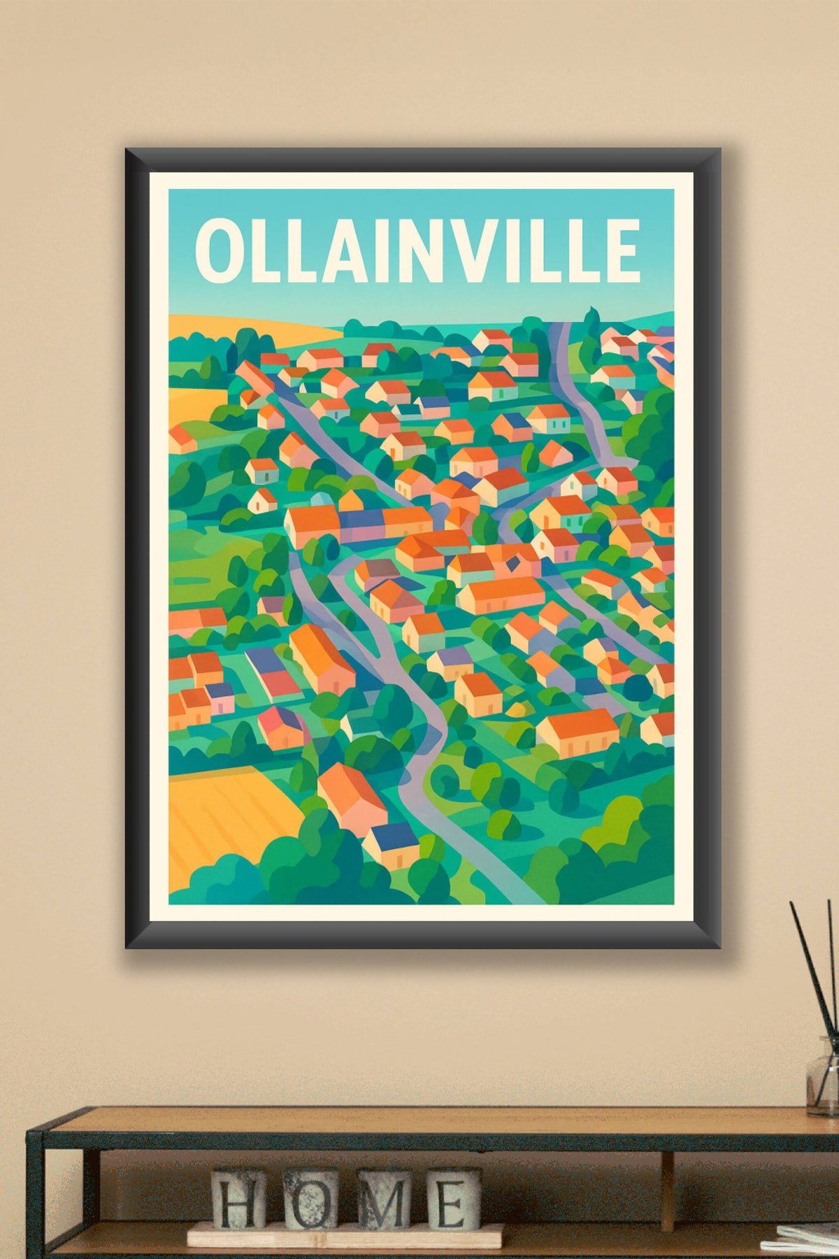 Affiche de Ollainville - Une vue colorée sur la vie de village
