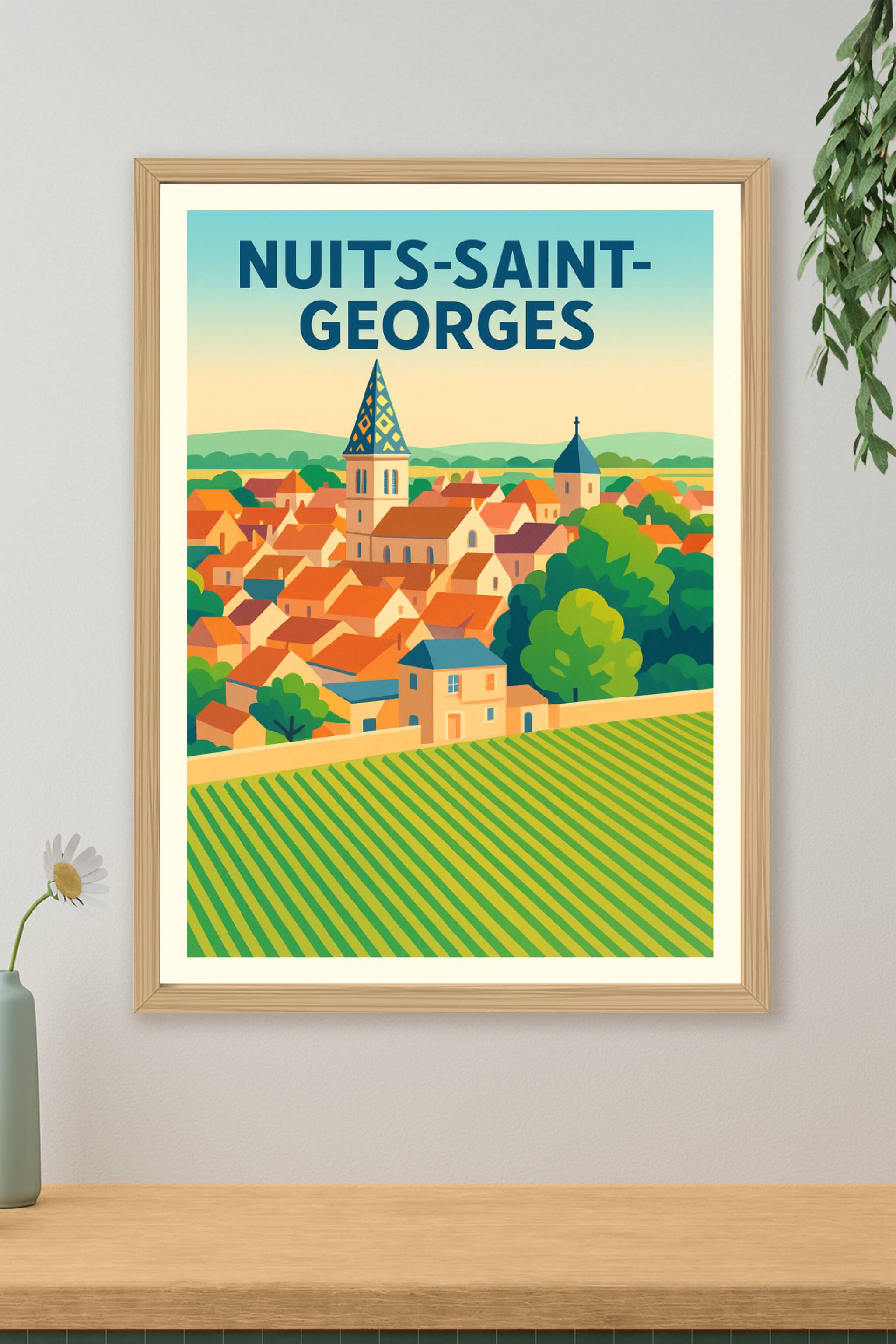 Affiche de Nuits-Saint-Georges - Charme et vignobles bourguignons