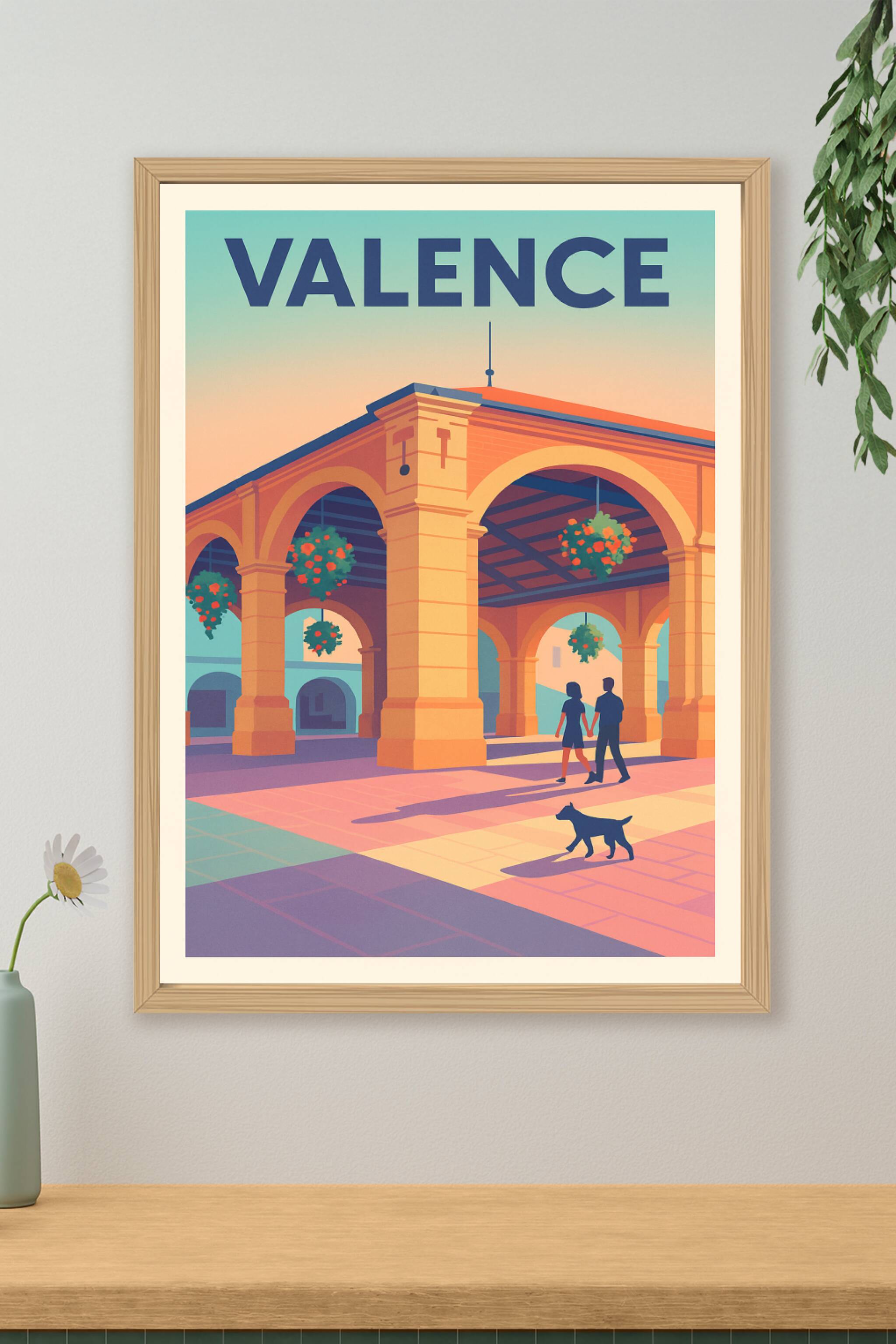 Affiche de Valence - Charme ensoleillé sous les arcades