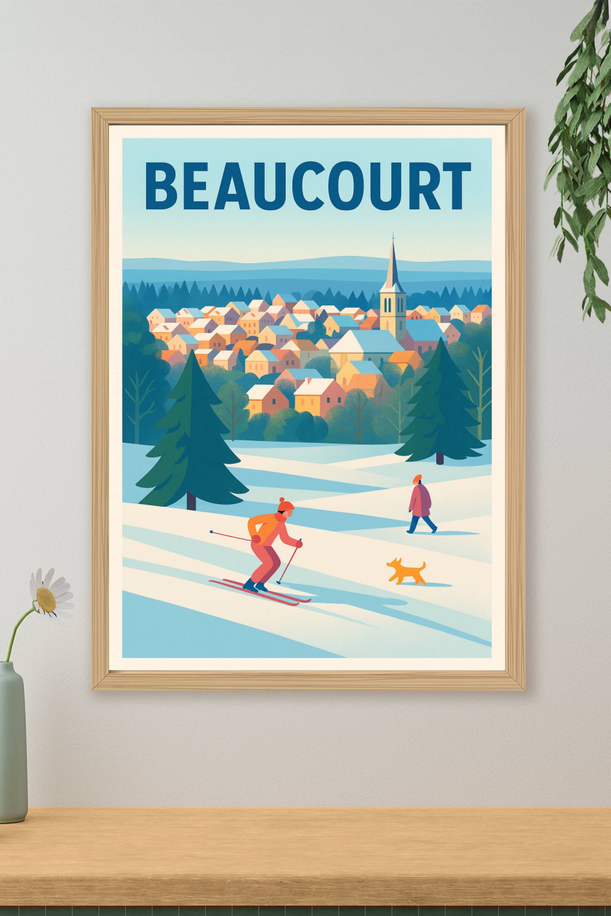 Affiche de Beaucourt - Charme hivernal et douceur alpine