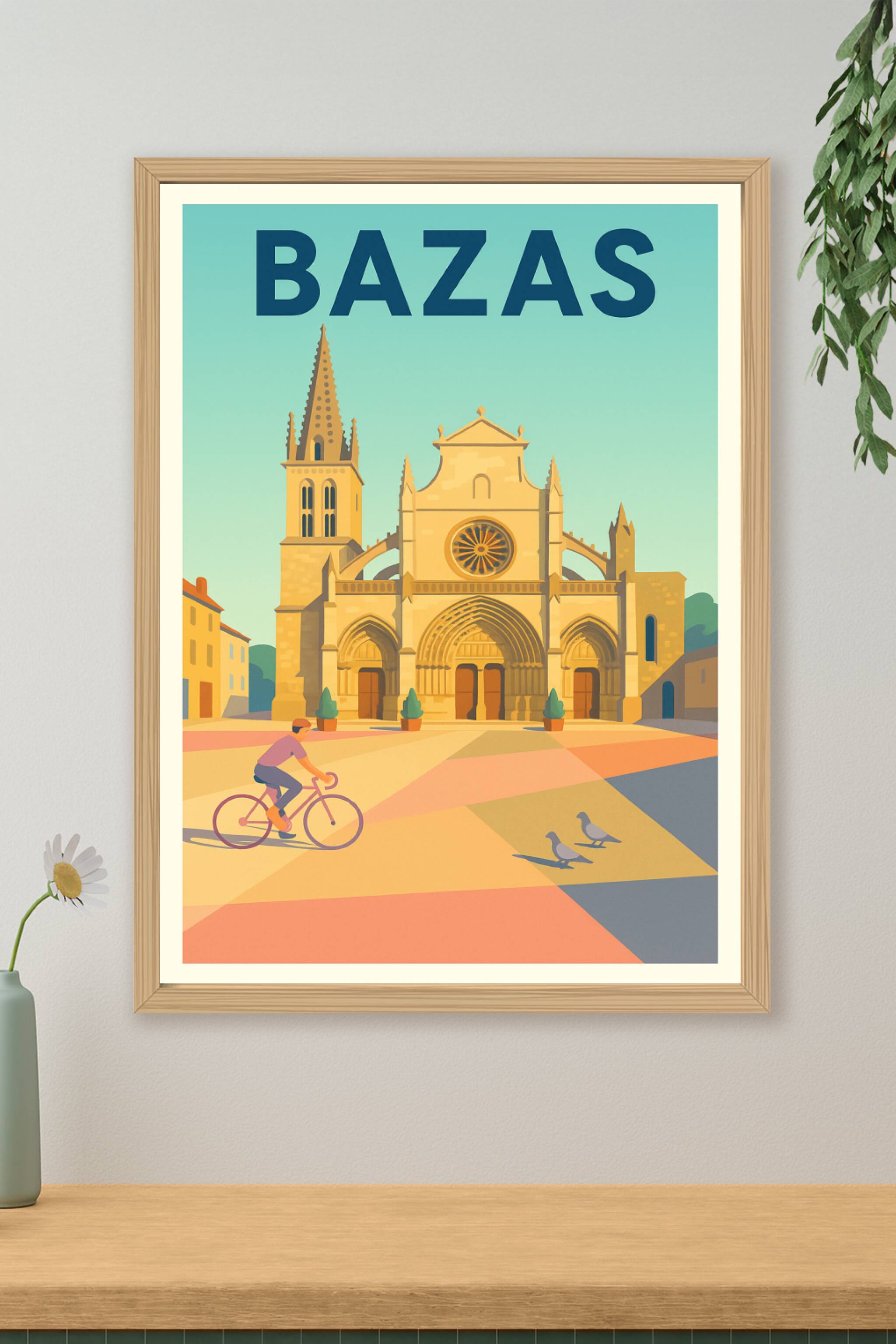 Affiche de Bazas - Charme et Histoire au Cœur de la Place Centrale