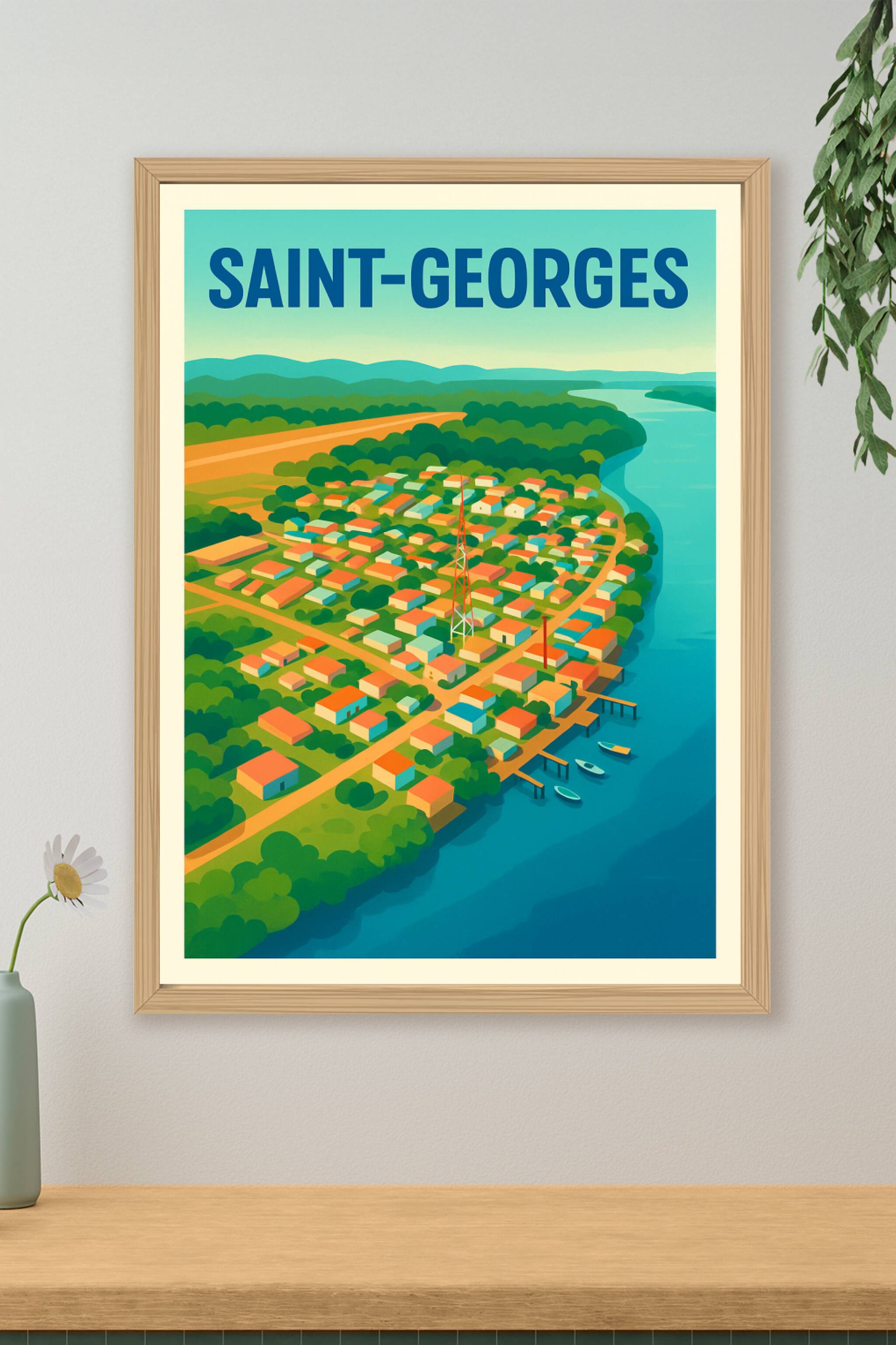 Affiche de Saint-Georges - Une vue aérienne colorée et paisible