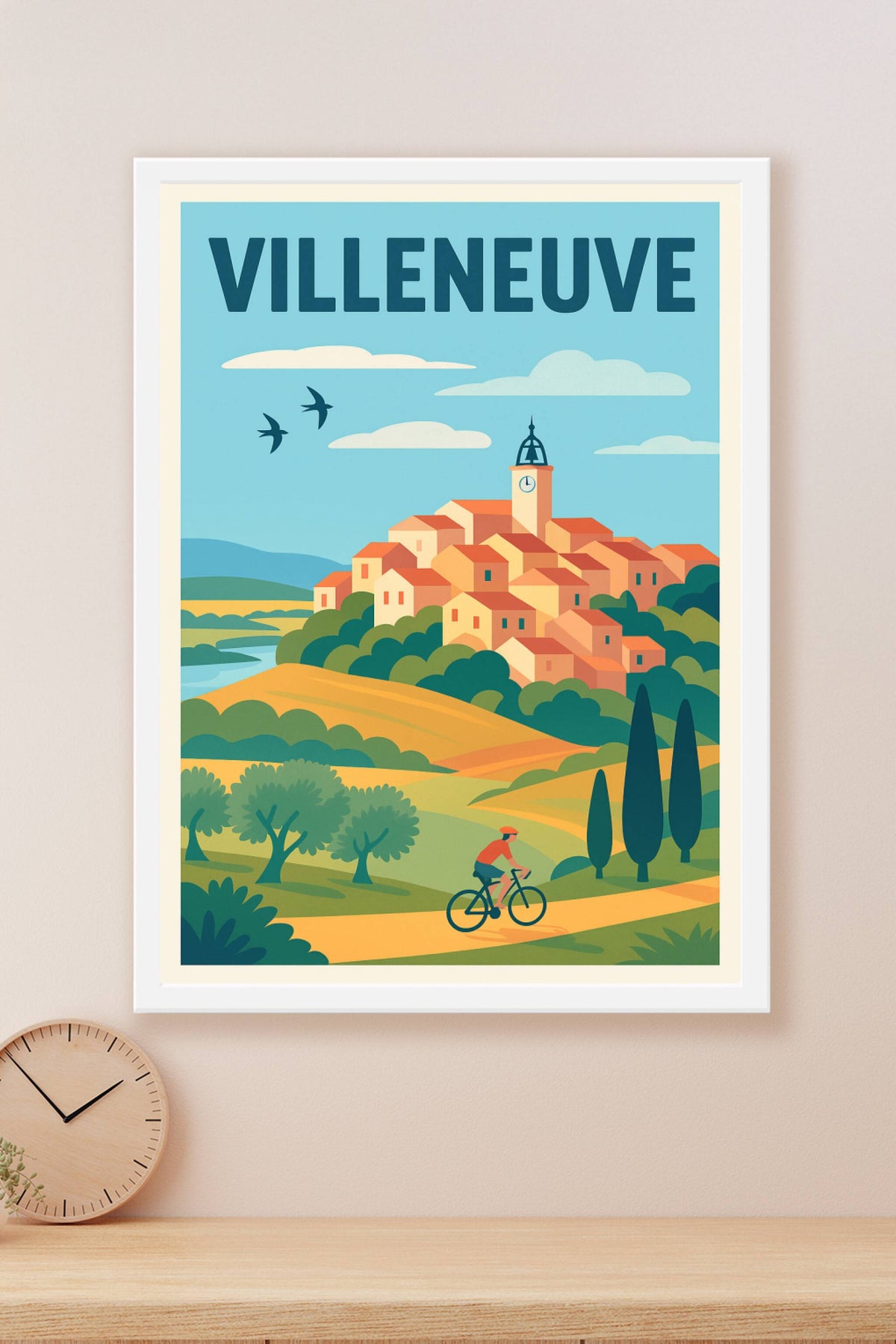 Affiche de Villeneuve - Charme et sérénité à vélo