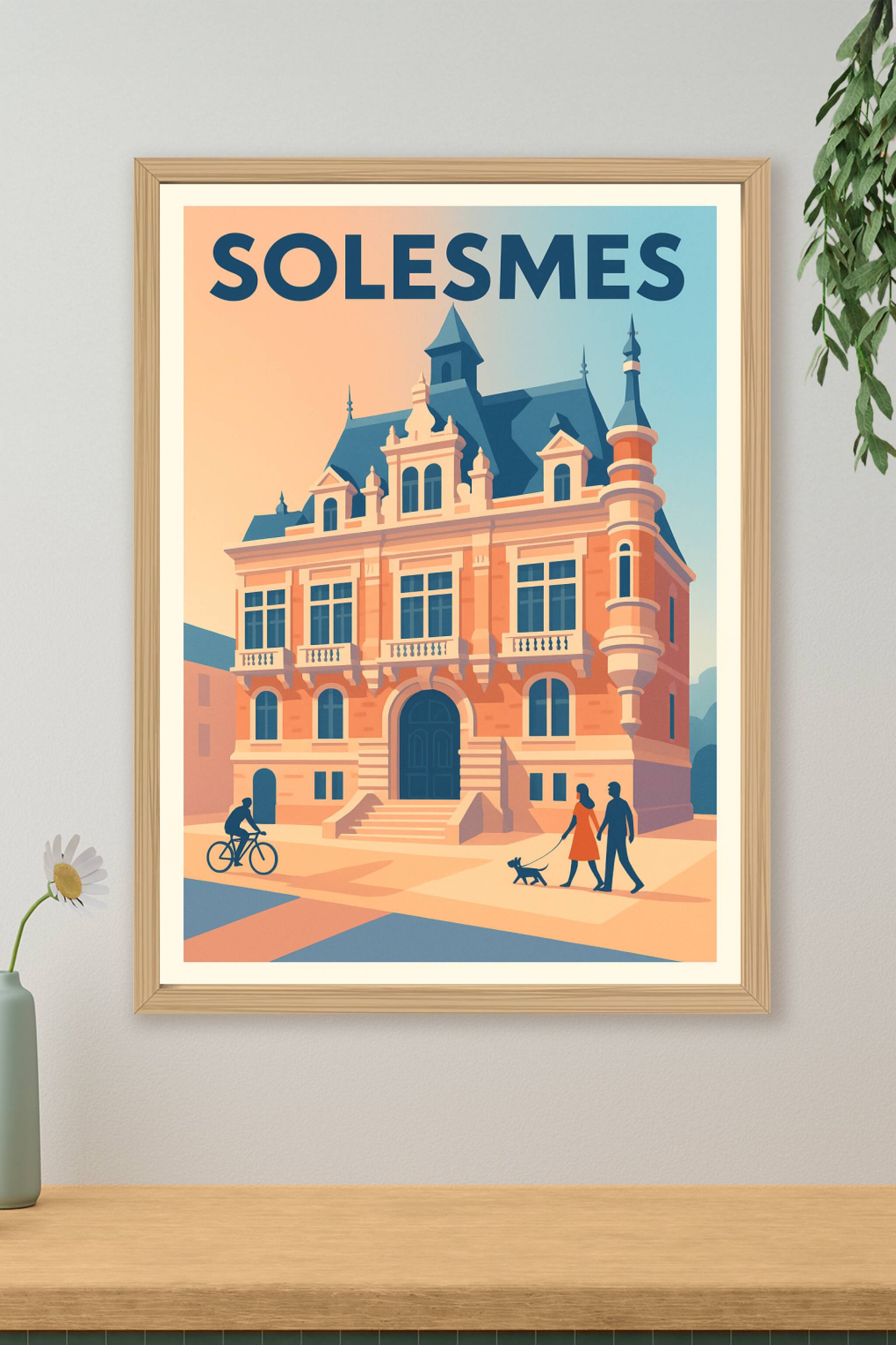 Affiche de Solesmes - Élégance architecturale et douceur de vivre