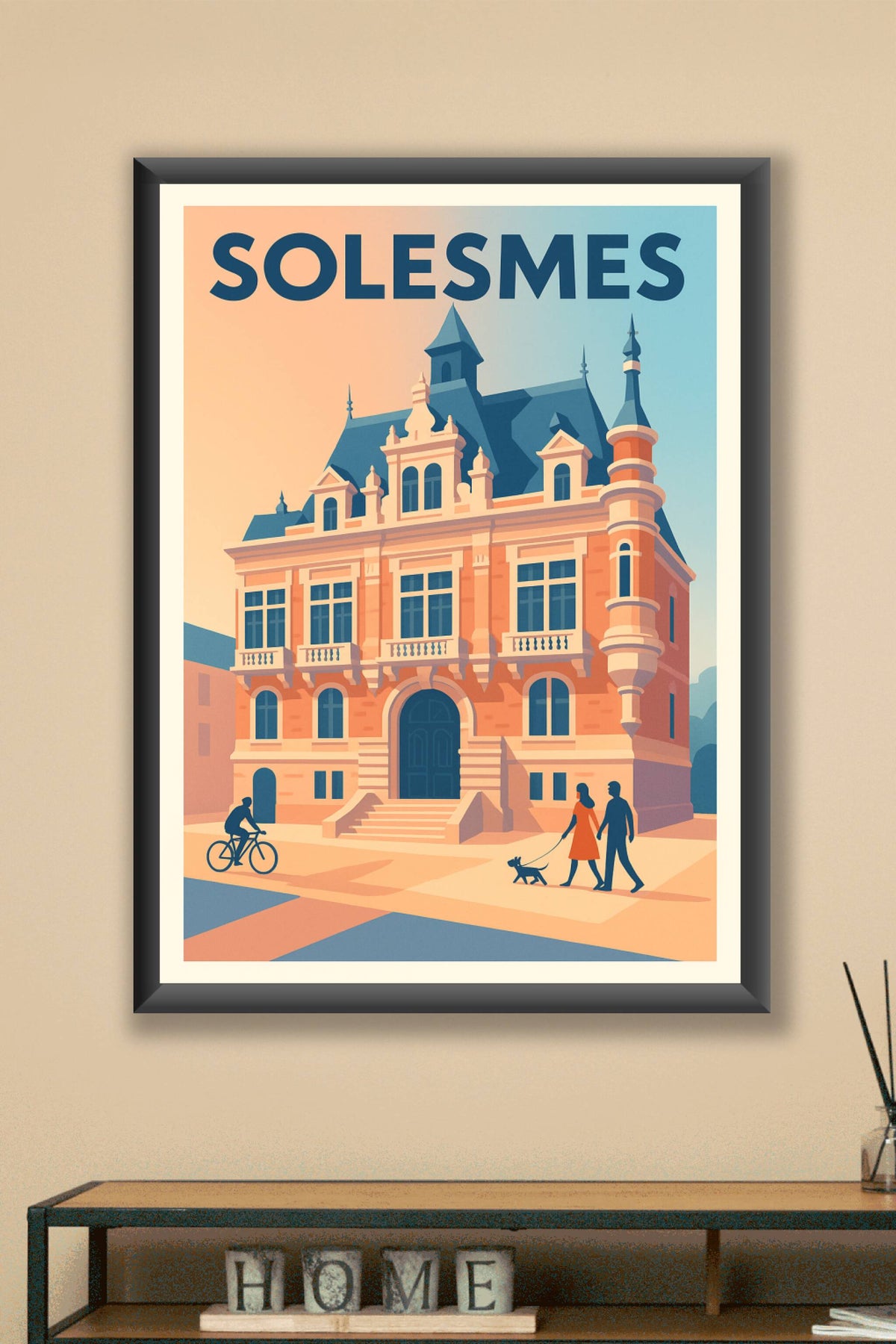 Affiche de Solesmes - Élégance architecturale et douceur de vivre