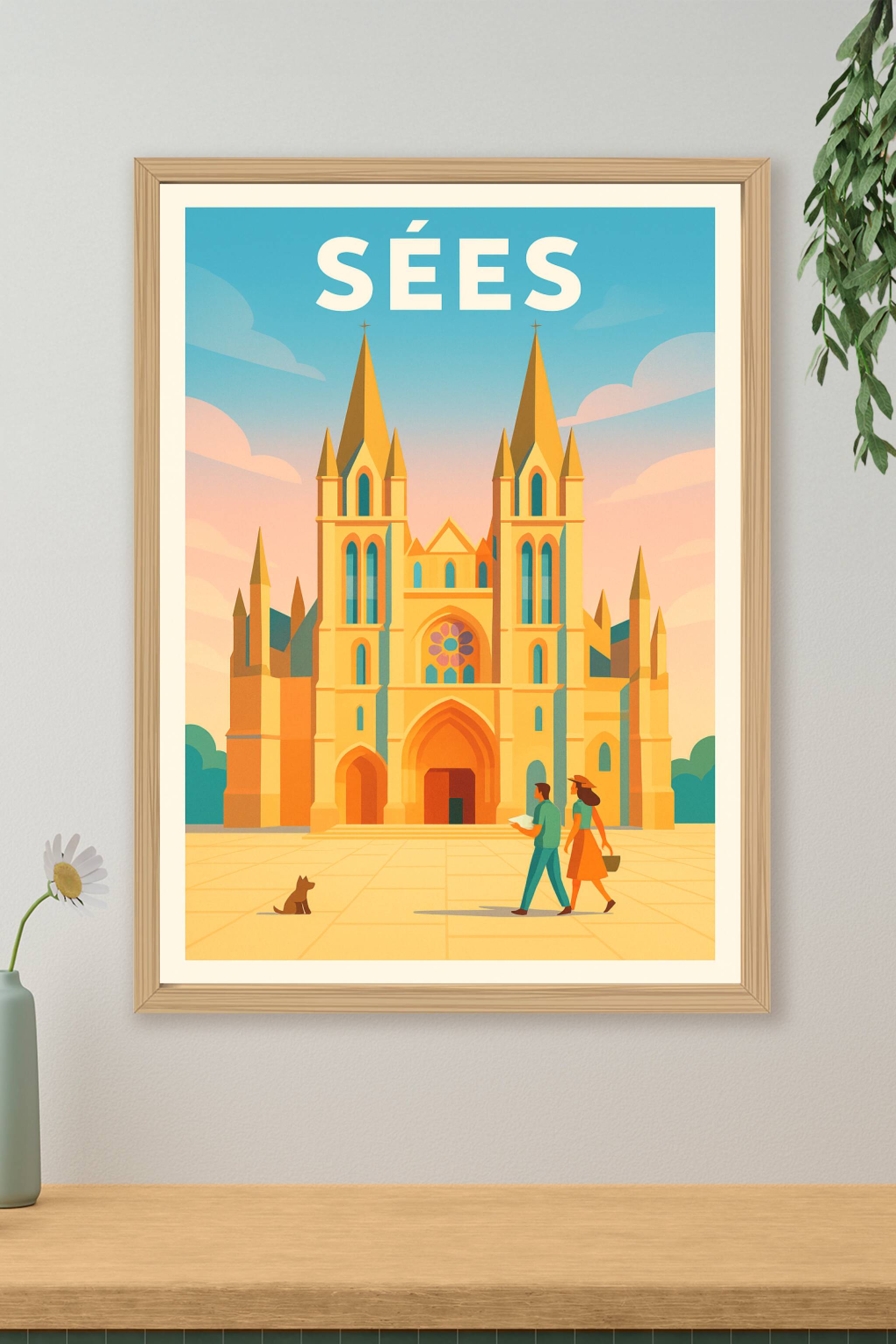 Affiche de Sées - L'élégance historique de la cathédrale normande