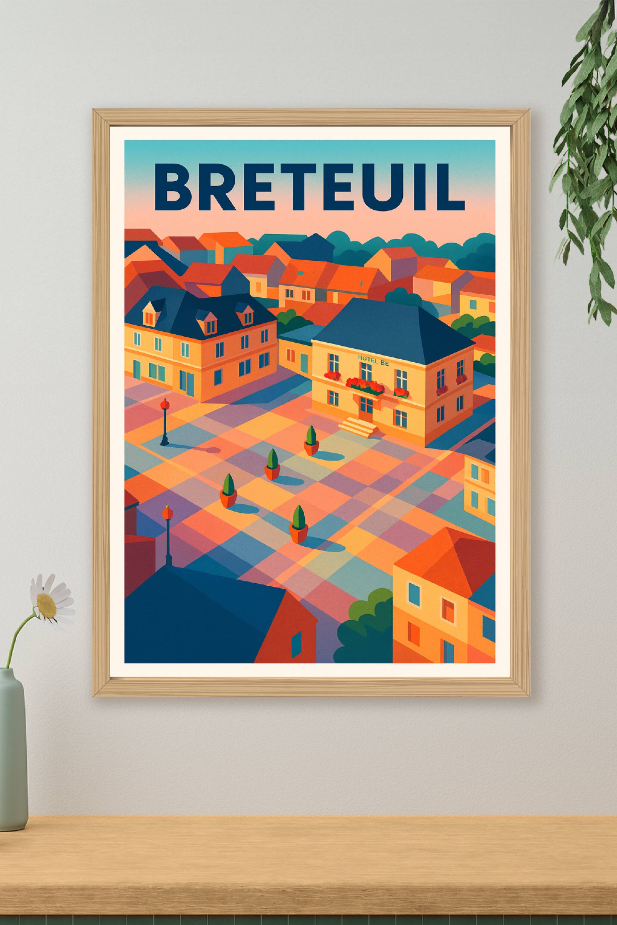 Affiche de Breteuil - Charme et couleurs de la place centrale
