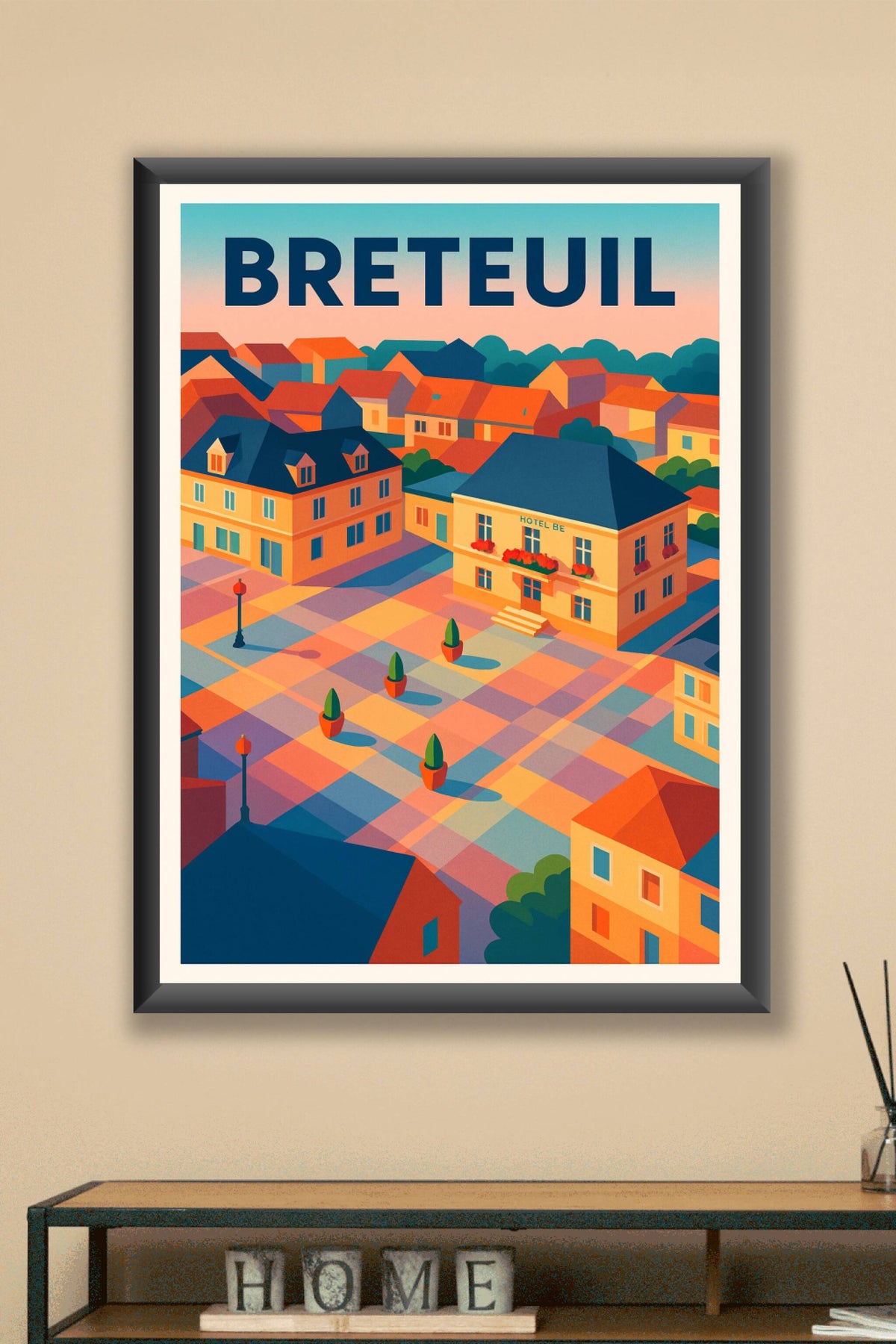 Affiche de Breteuil - Charme et couleurs de la place centrale