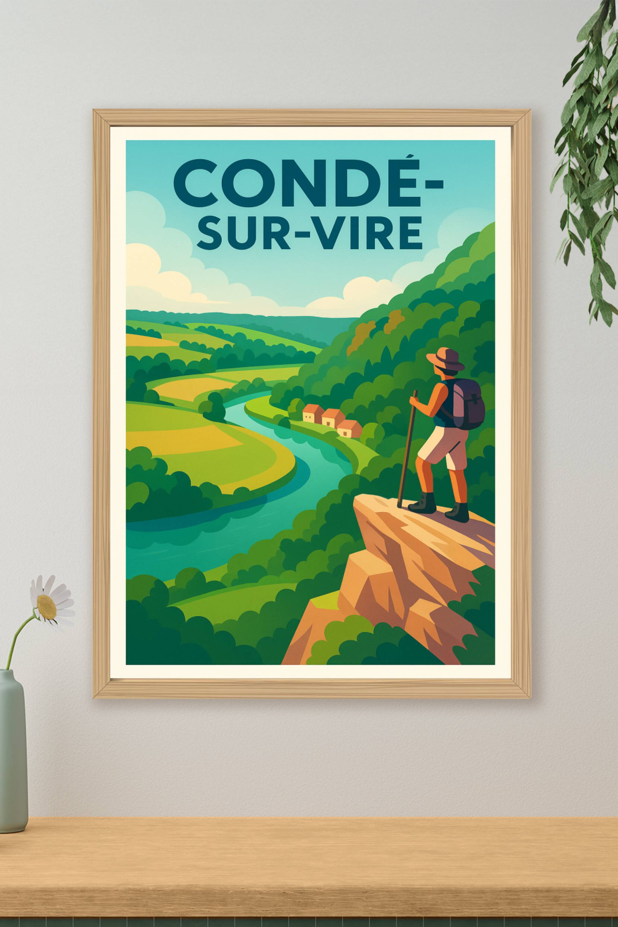 Affiche de Condé-sur-Vire - Vue panoramique sur la vallée verdoyante