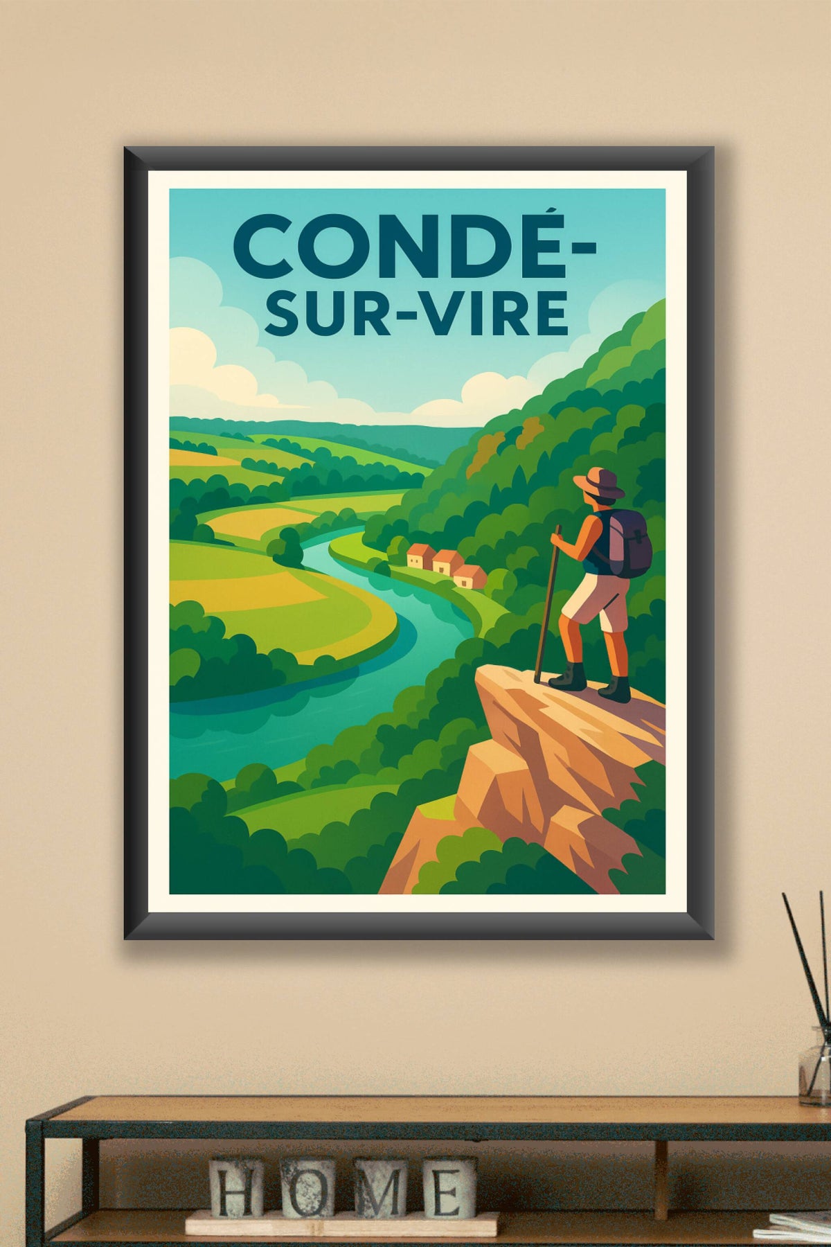 Affiche de Condé-sur-Vire - Vue panoramique sur la vallée verdoyante