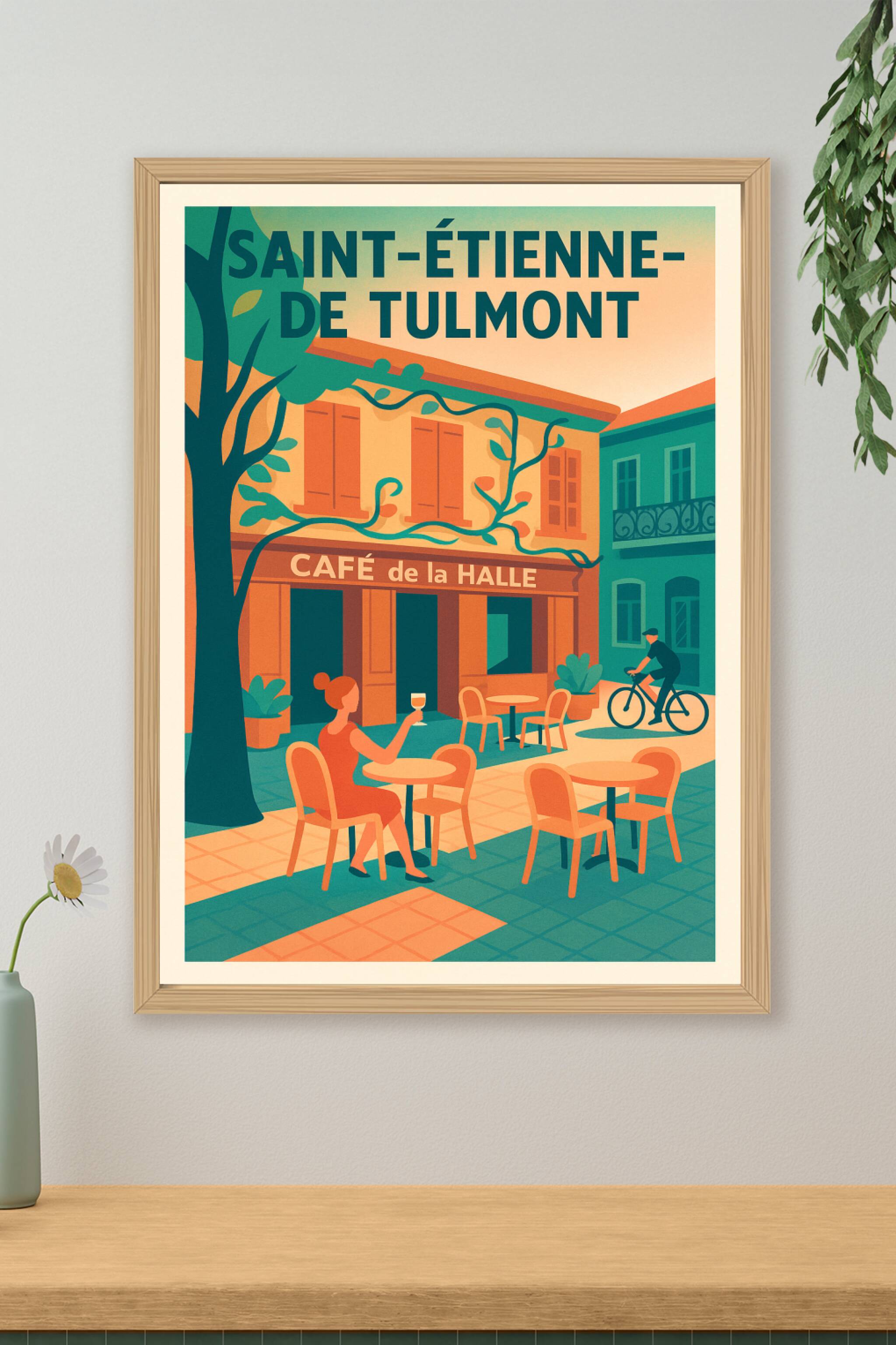 Affiche de Saint-Étienne-de-Tulmont - L'élégance d'un café à la française