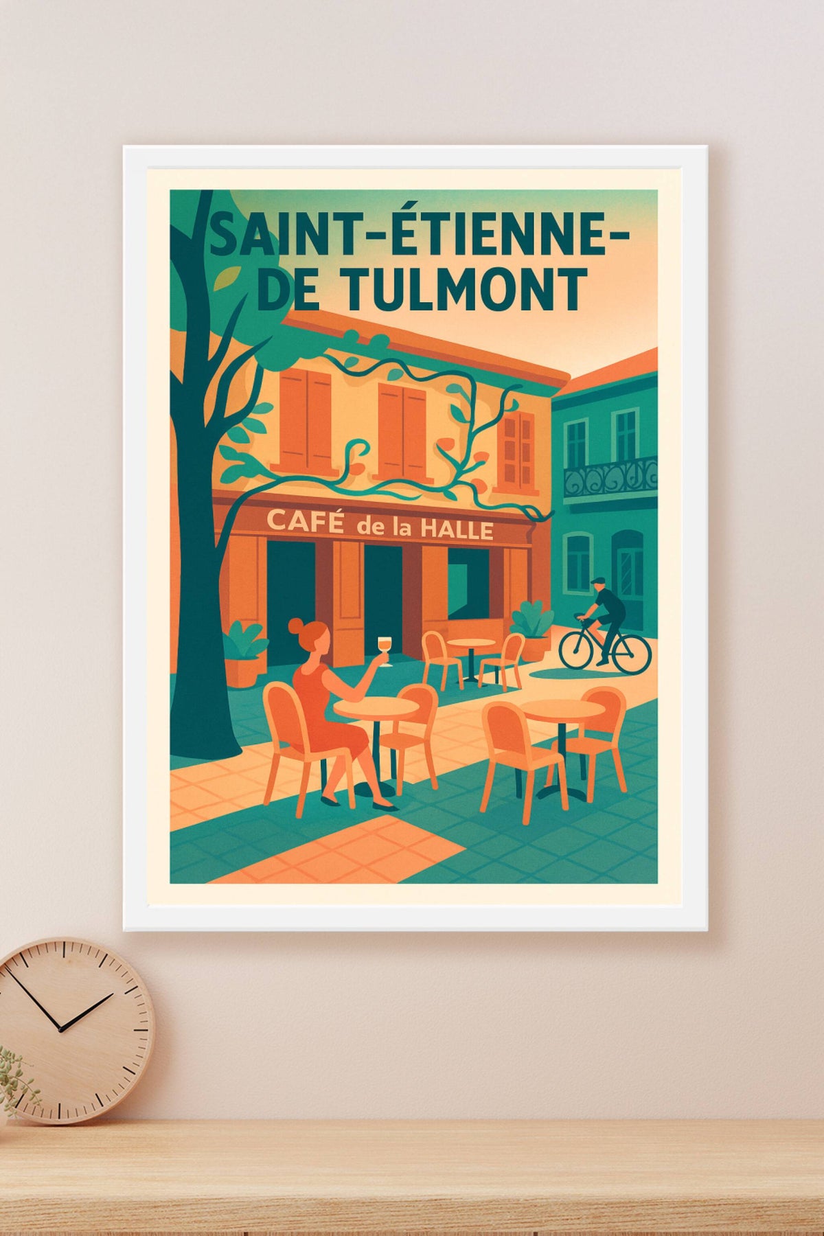 Affiche de Saint-Étienne-de-Tulmont - L'élégance d'un café à la française