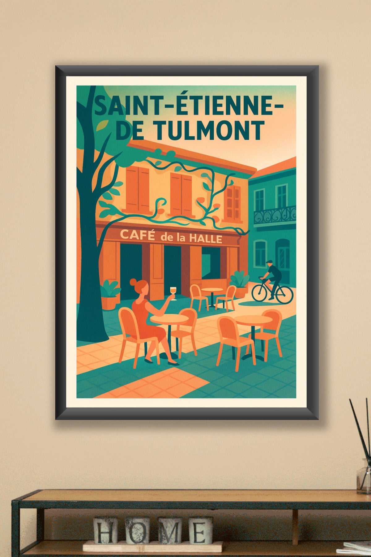 Affiche de Saint-Étienne-de-Tulmont - L'élégance d'un café à la française