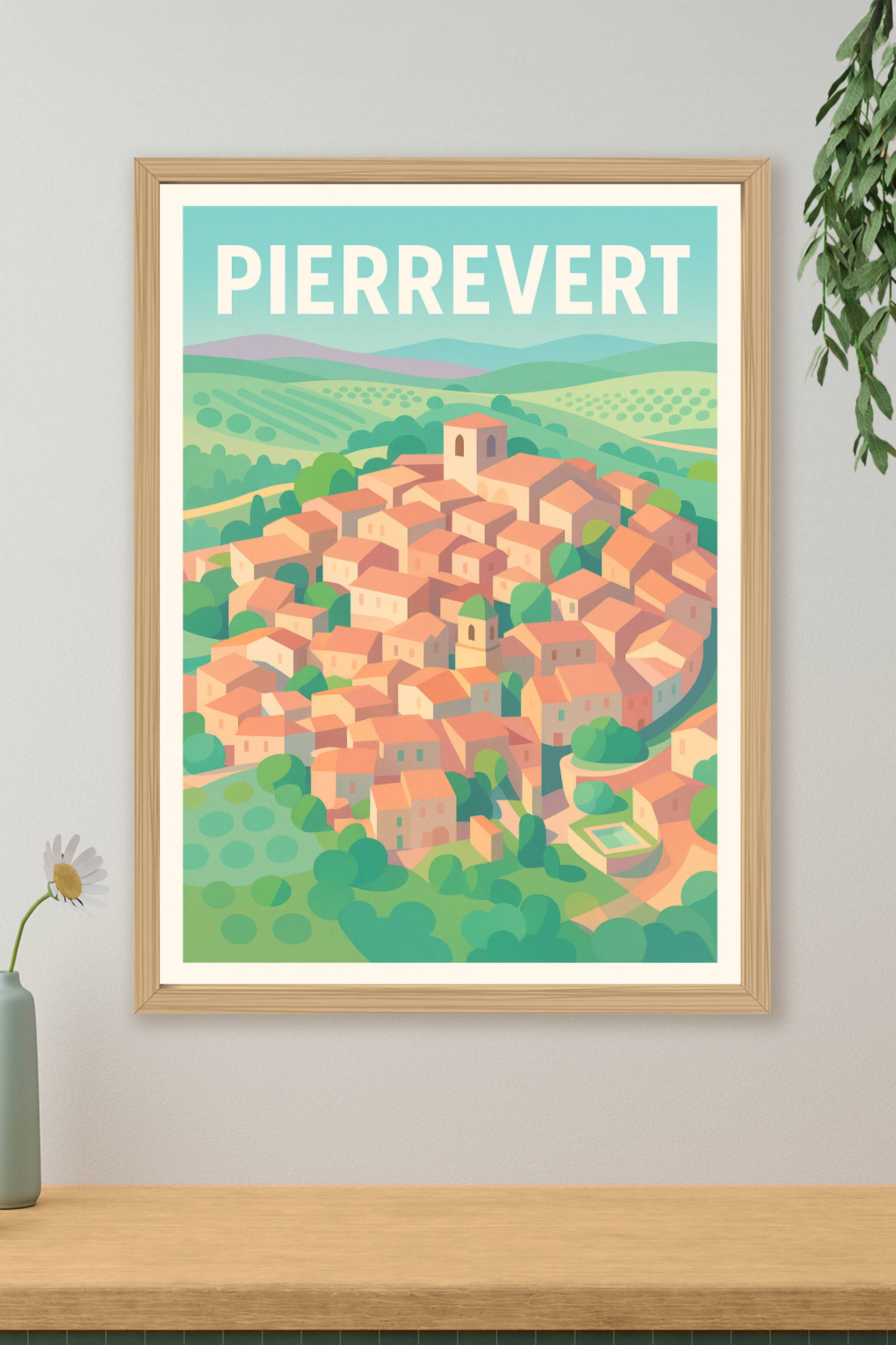 Affiche de Pierrevert - Vue pittoresque d'un village provençal