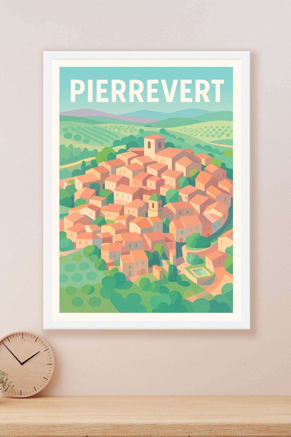 Affiche de Pierrevert - Vue pittoresque d'un village provençal