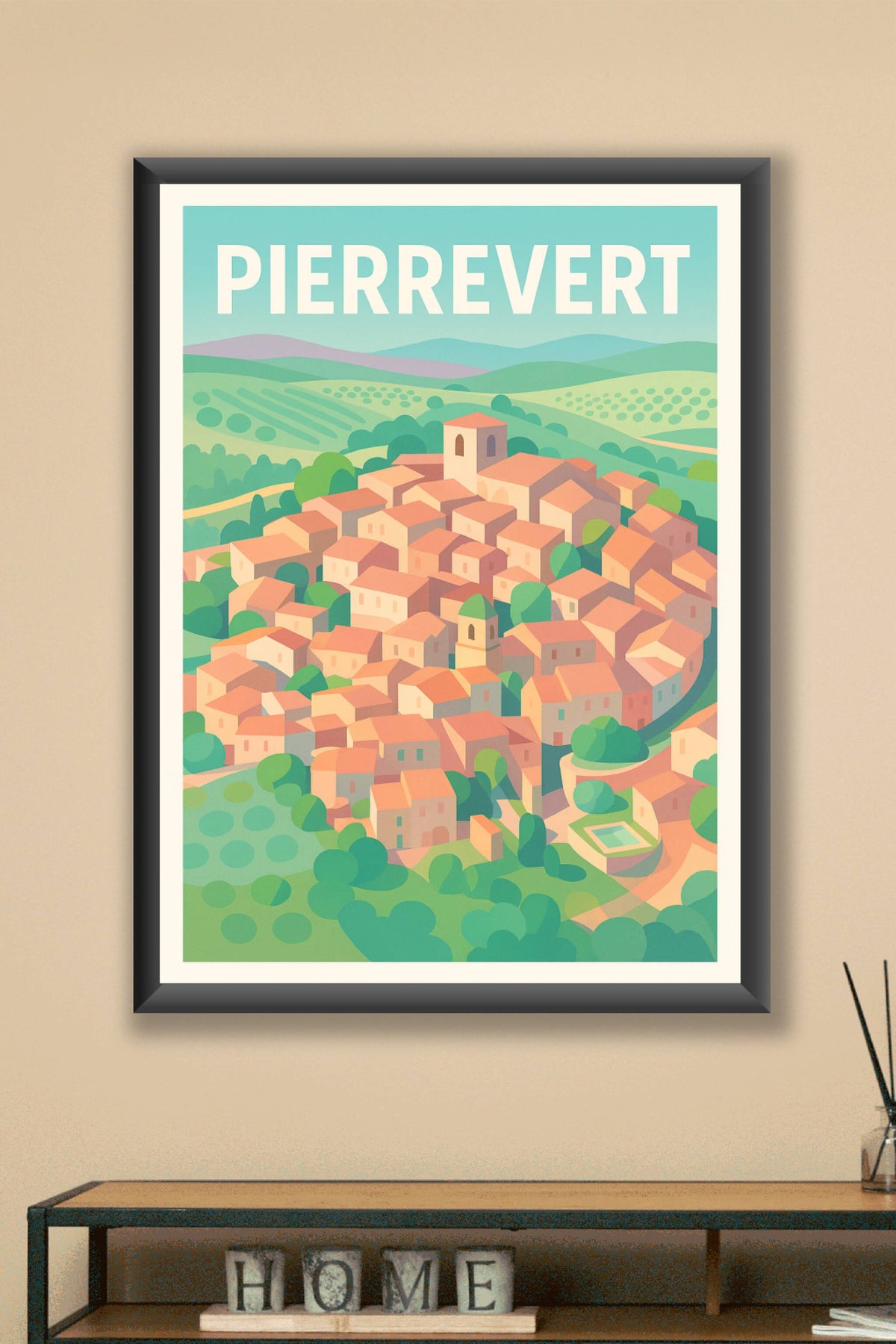 Affiche de Pierrevert - Vue pittoresque d'un village provençal
