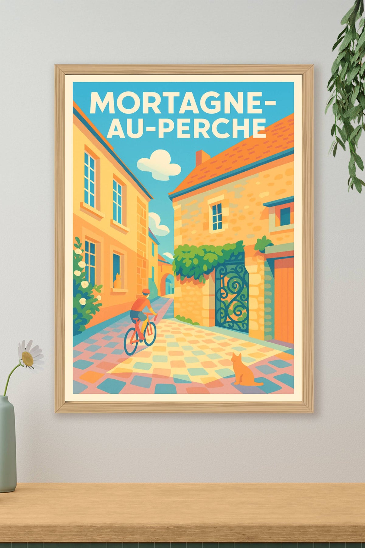 Affiche de Mortagne-au-Perche - L'élégance intemporelle d'une ruelle ensoleillée