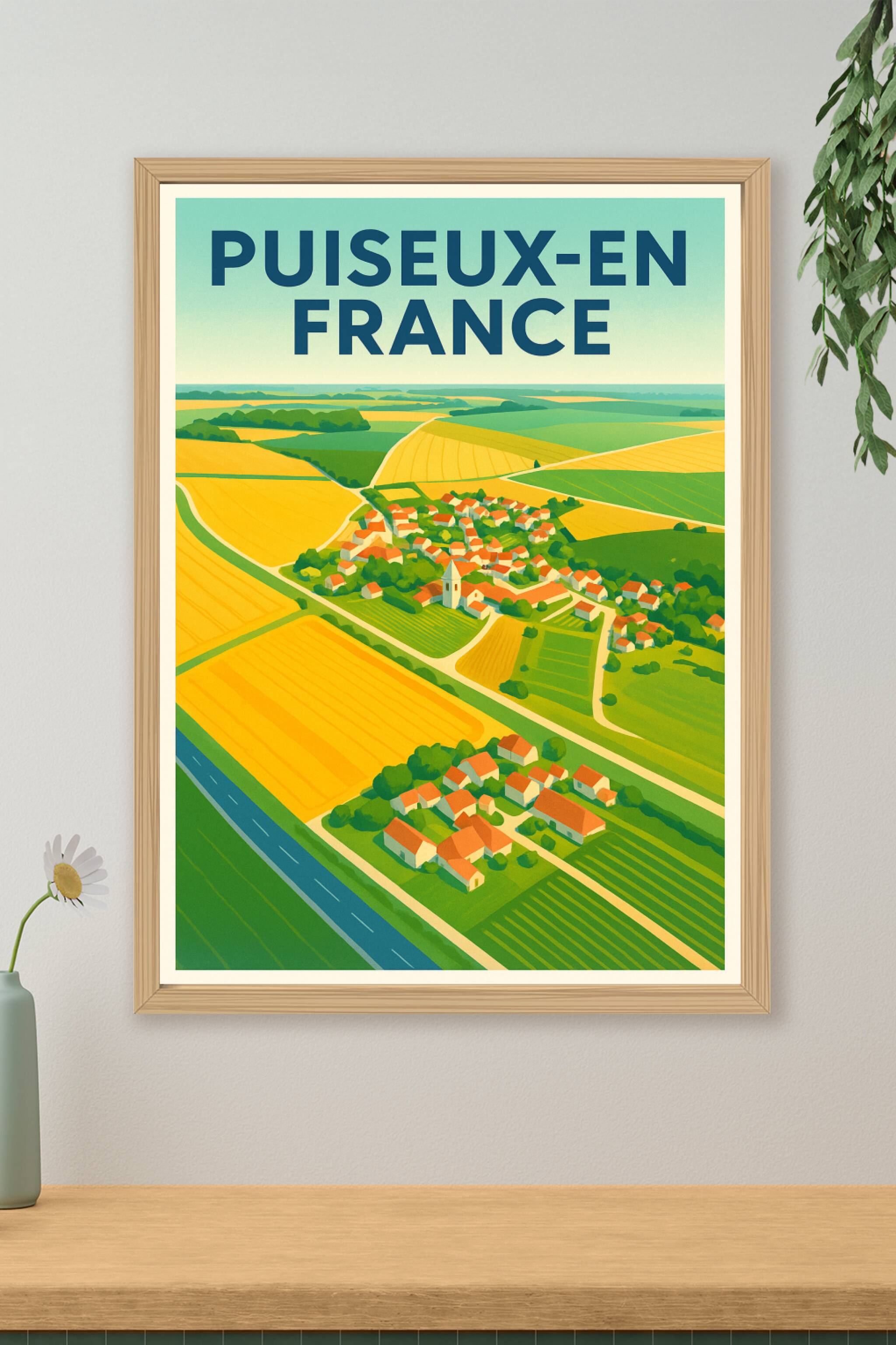 Affiche de Puiseux-en-France - Charme champêtre en vue aérienne