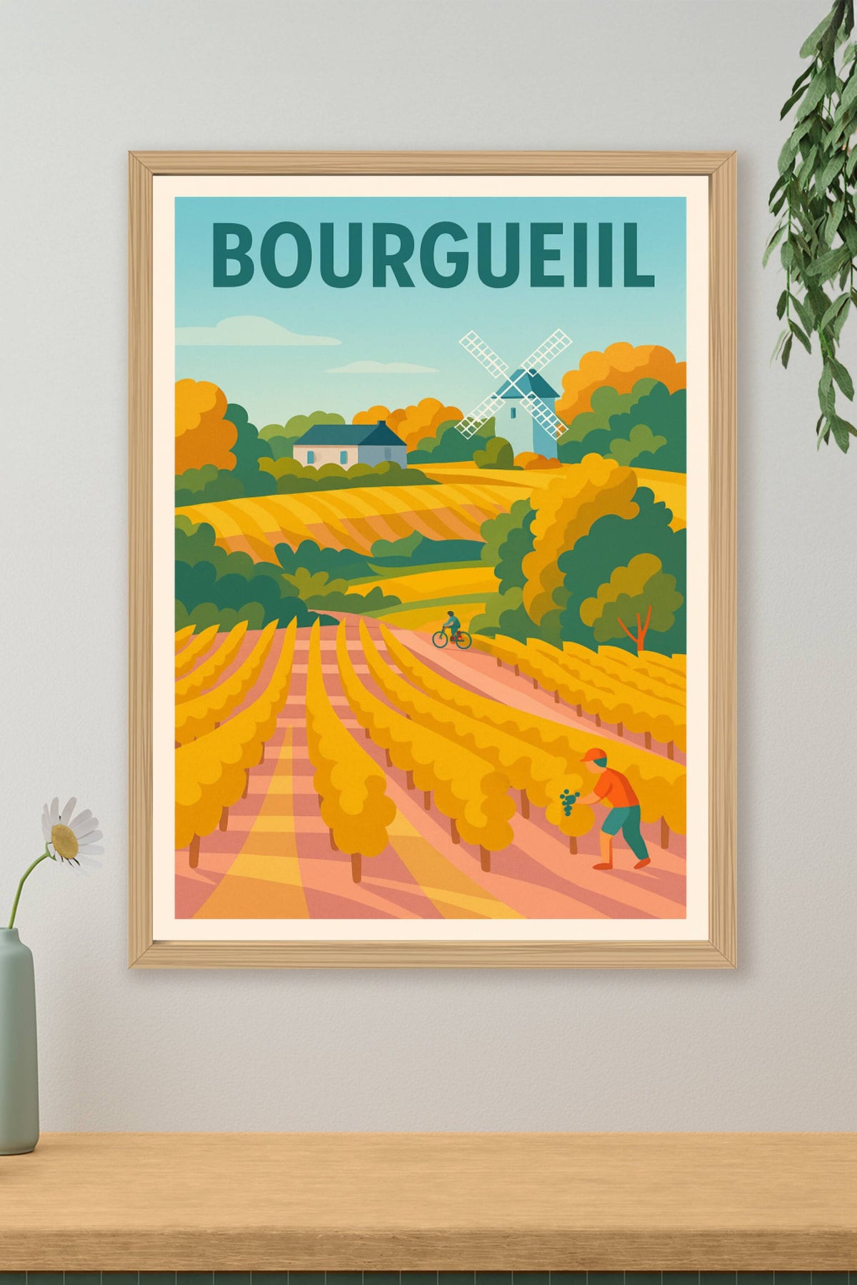 Affiche de Bourgueil - Le charme pittoresque des vignobles ligériens