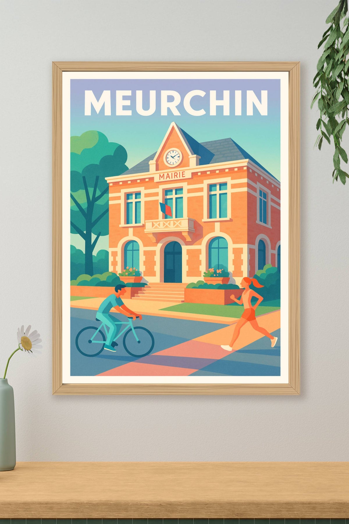 Affiche de Meurchin - Ambiance paisible devant la mairie