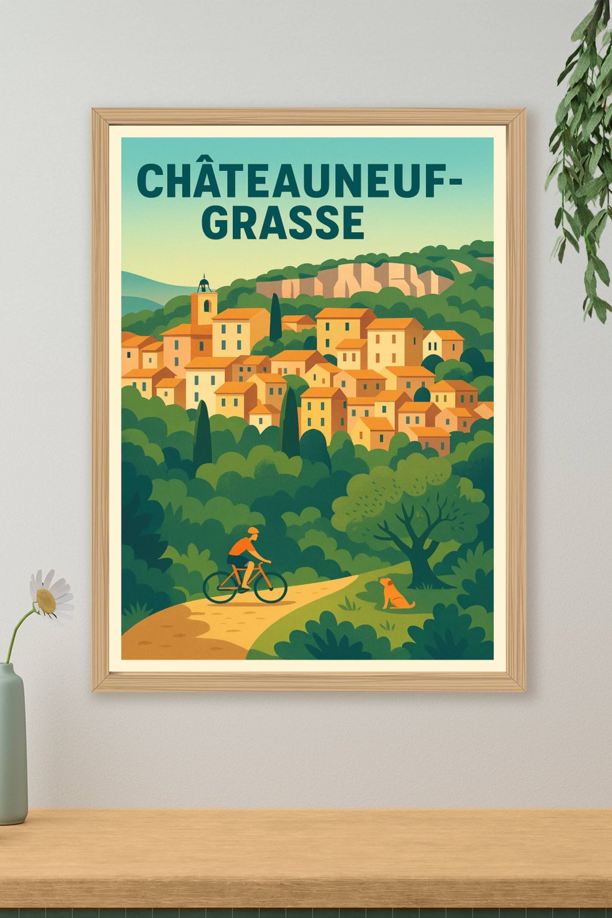 Affiche de Châteauneuf-Grasse - L'évasion provençale à vélo