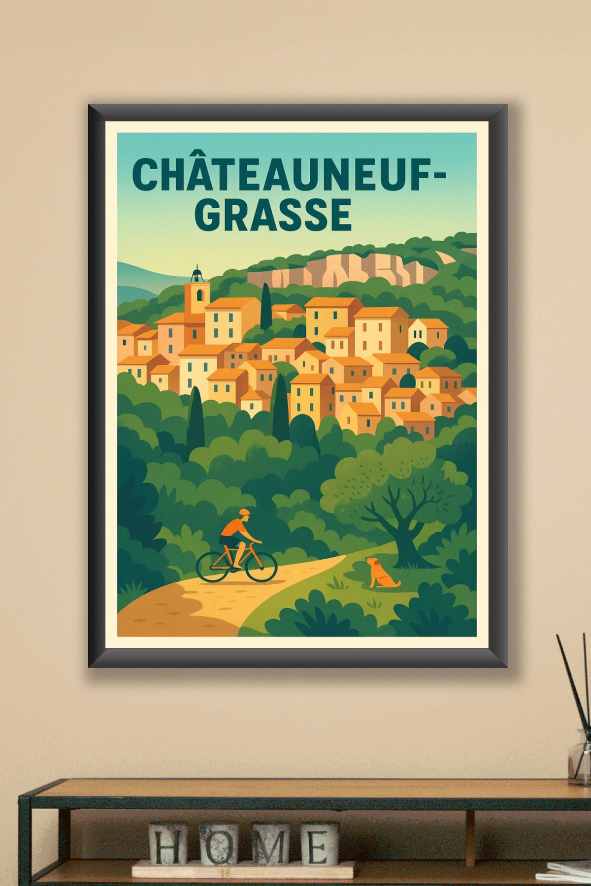 Affiche de Châteauneuf-Grasse - L'évasion provençale à vélo