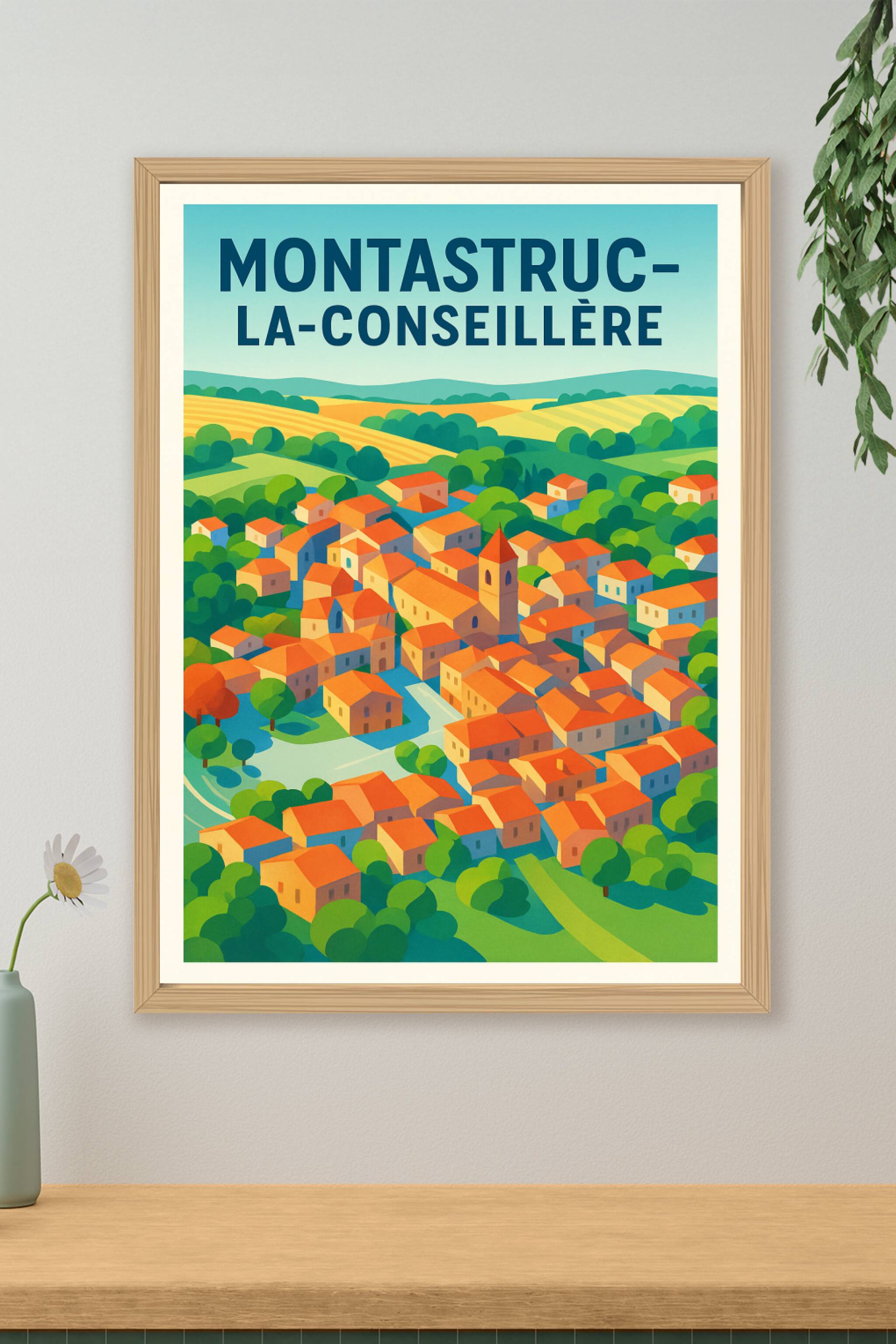 Affiche de Montastruc-la-Conseillère - Vue pittoresque du village occitan