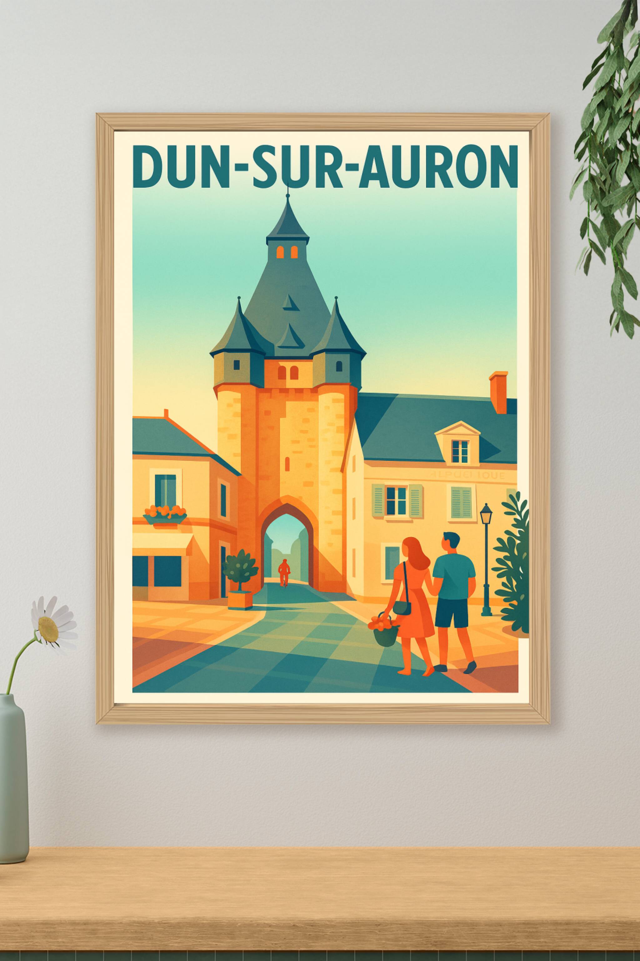 Affiche de Dun-sur-Auron - Portez un regard vintage sur la cité historique