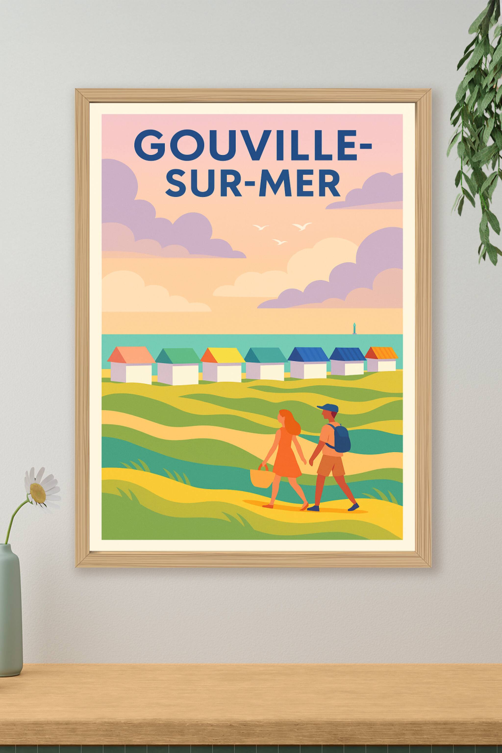 Affiche de Gouville-sur-Mer - Promenade au cœur des cabines colorées