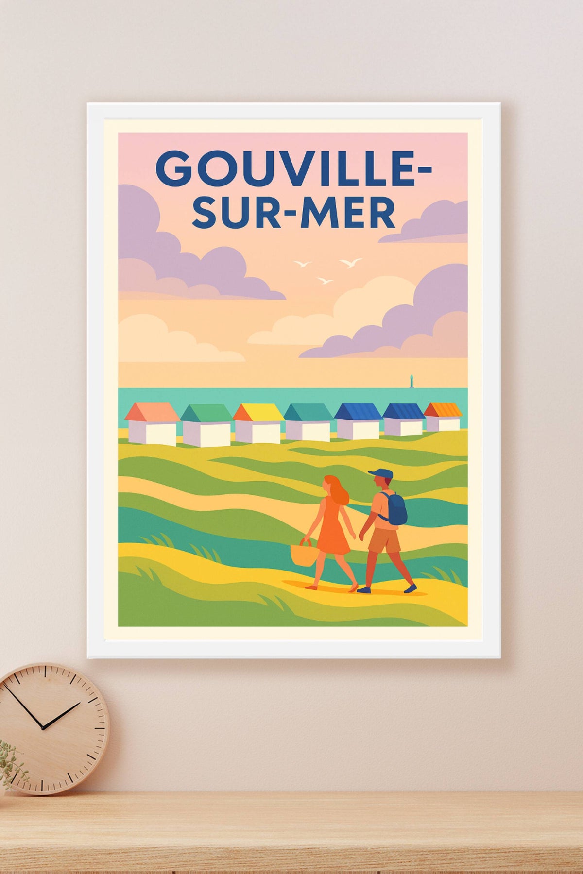 Affiche de Gouville-sur-Mer - Promenade au cœur des cabines colorées