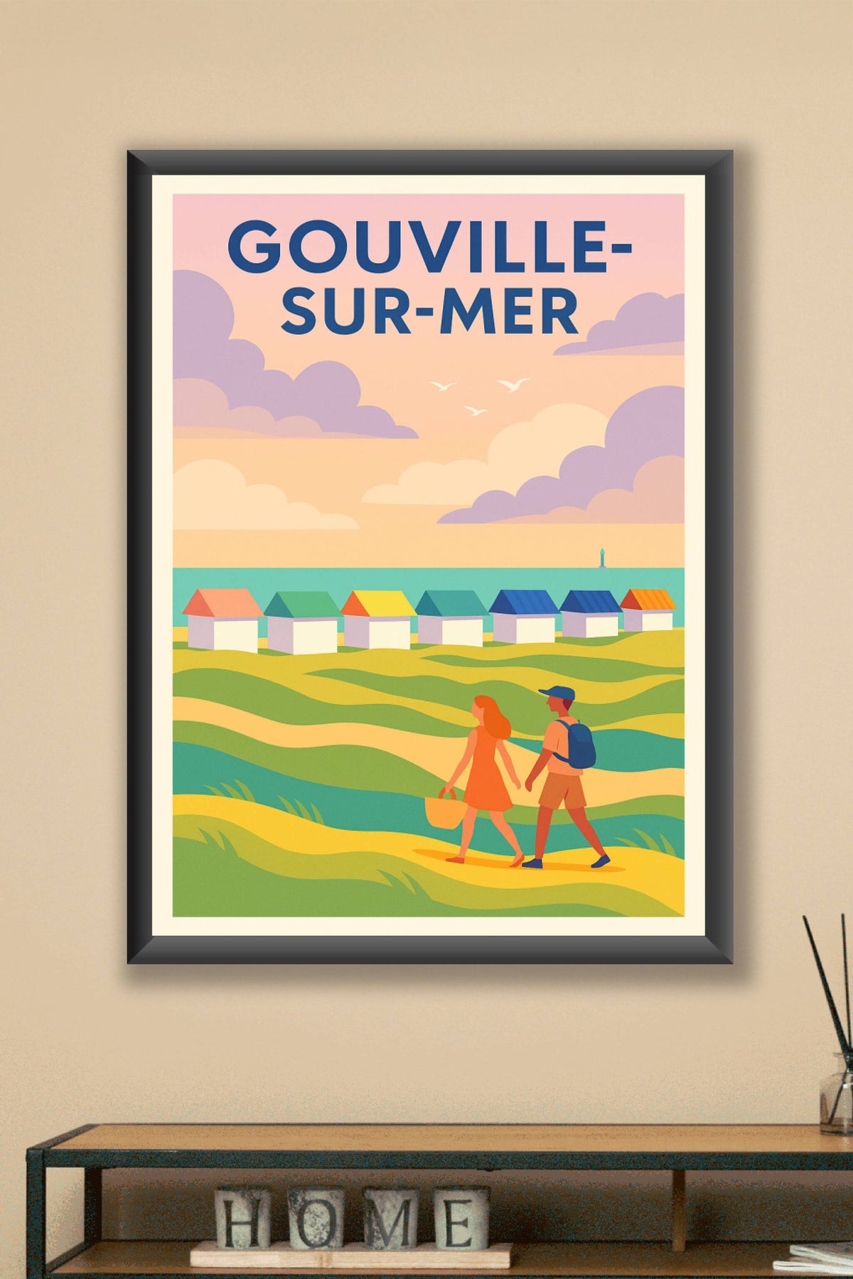 Affiche de Gouville-sur-Mer - Promenade au cœur des cabines colorées