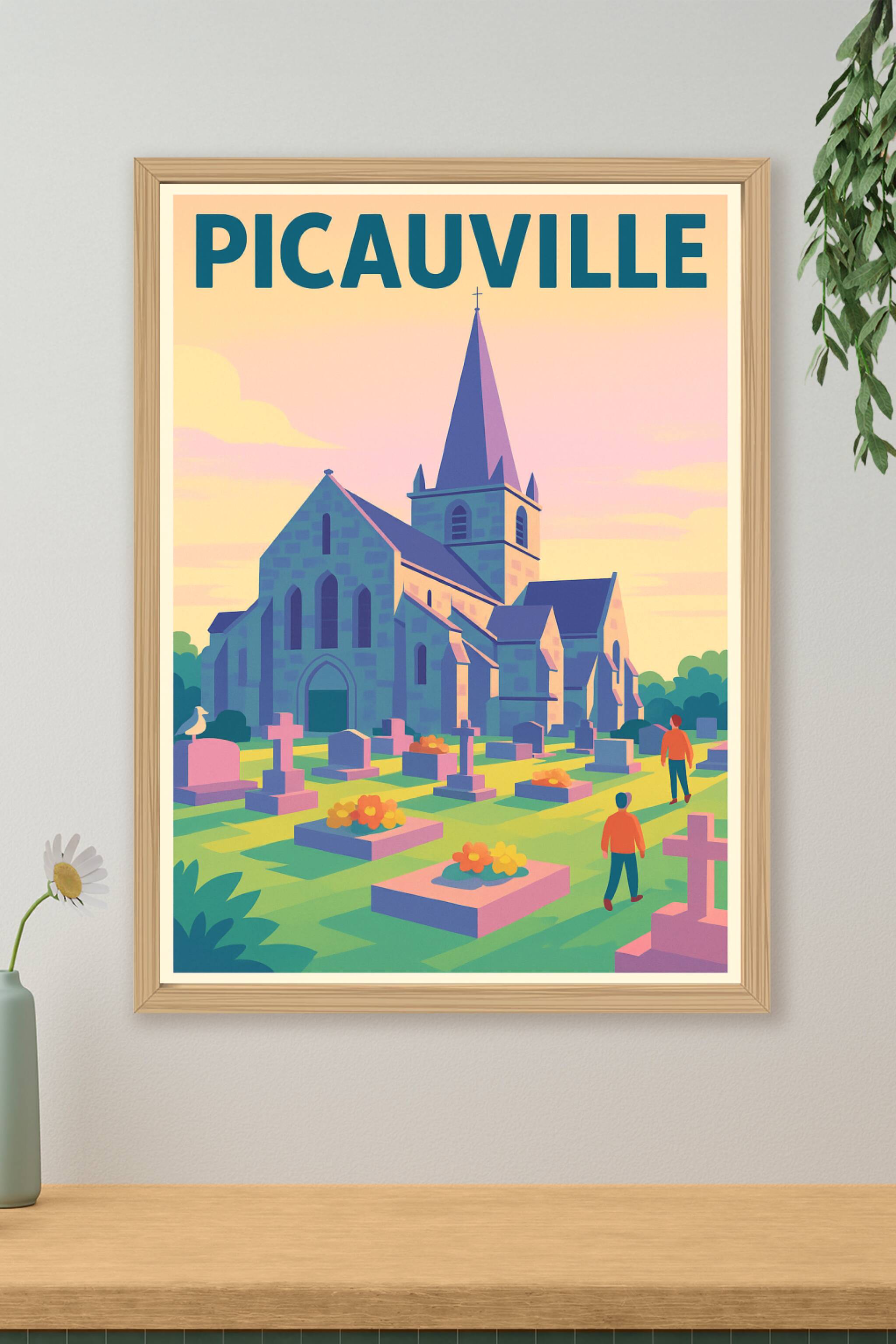 Affiche de Picauville - Charme historique au crépuscule