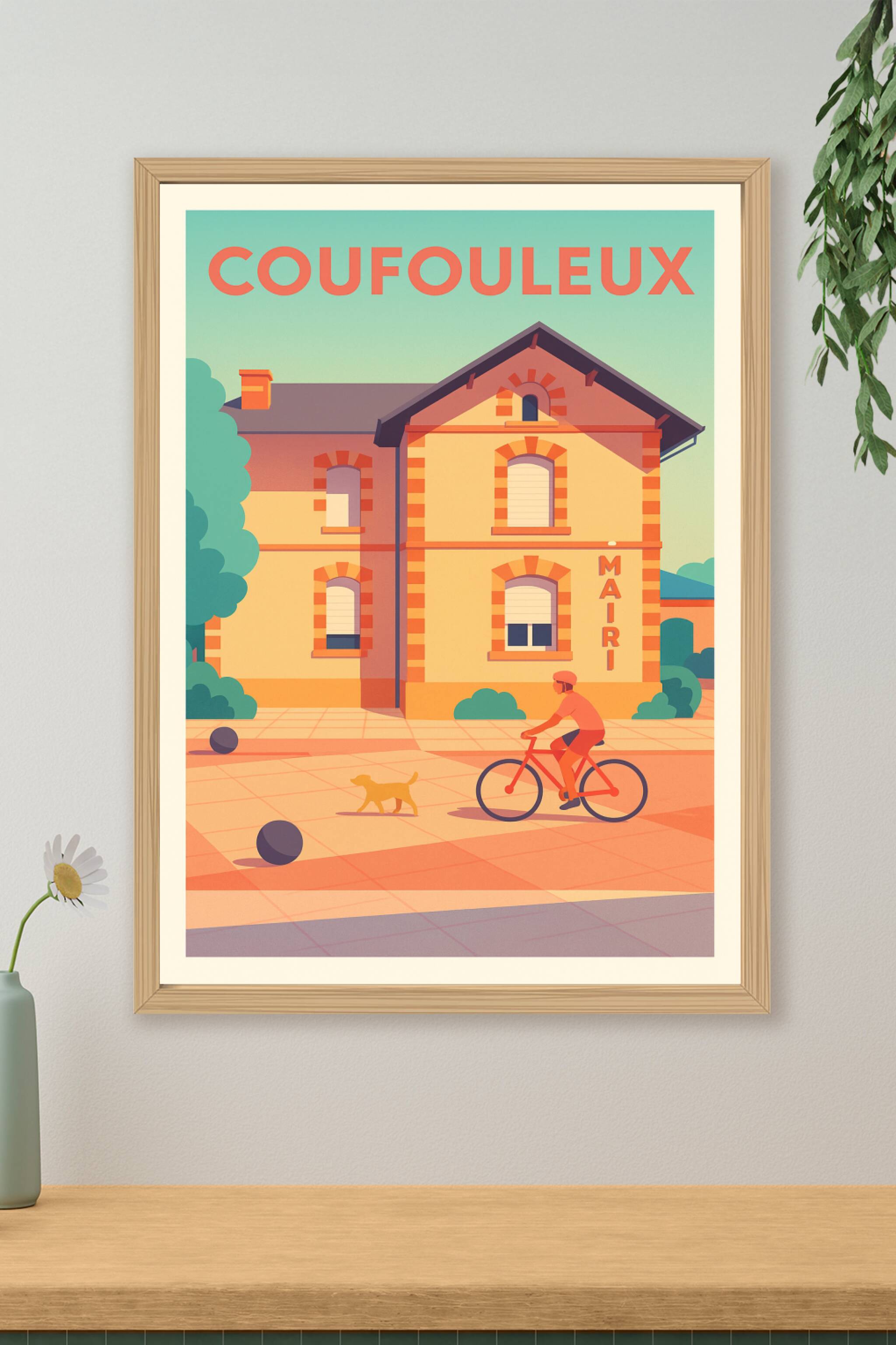 Affiche de Coufouleux - L'élégance tranquille de la mairie à vélo