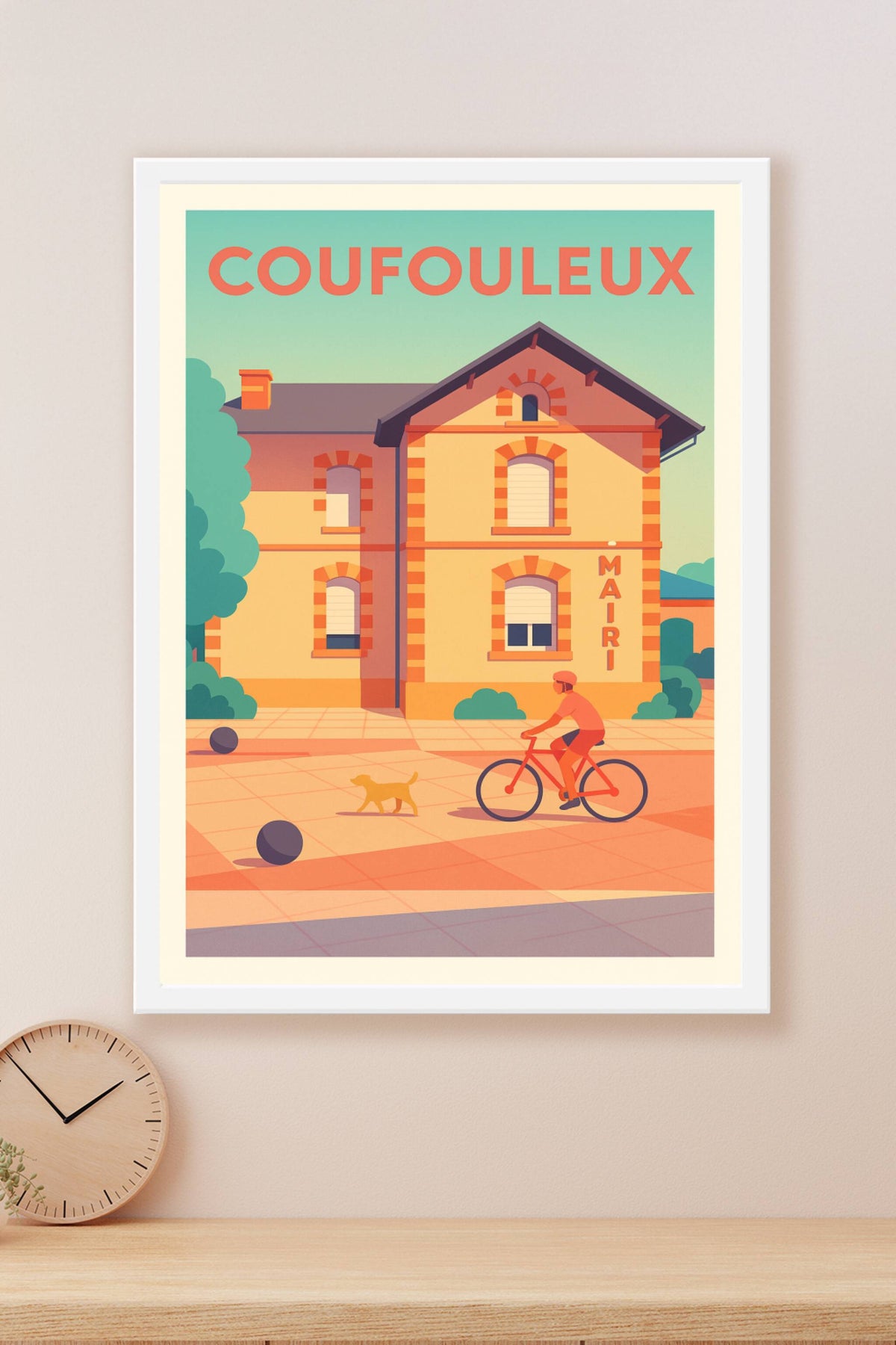 Affiche de Coufouleux - L'élégance tranquille de la mairie à vélo