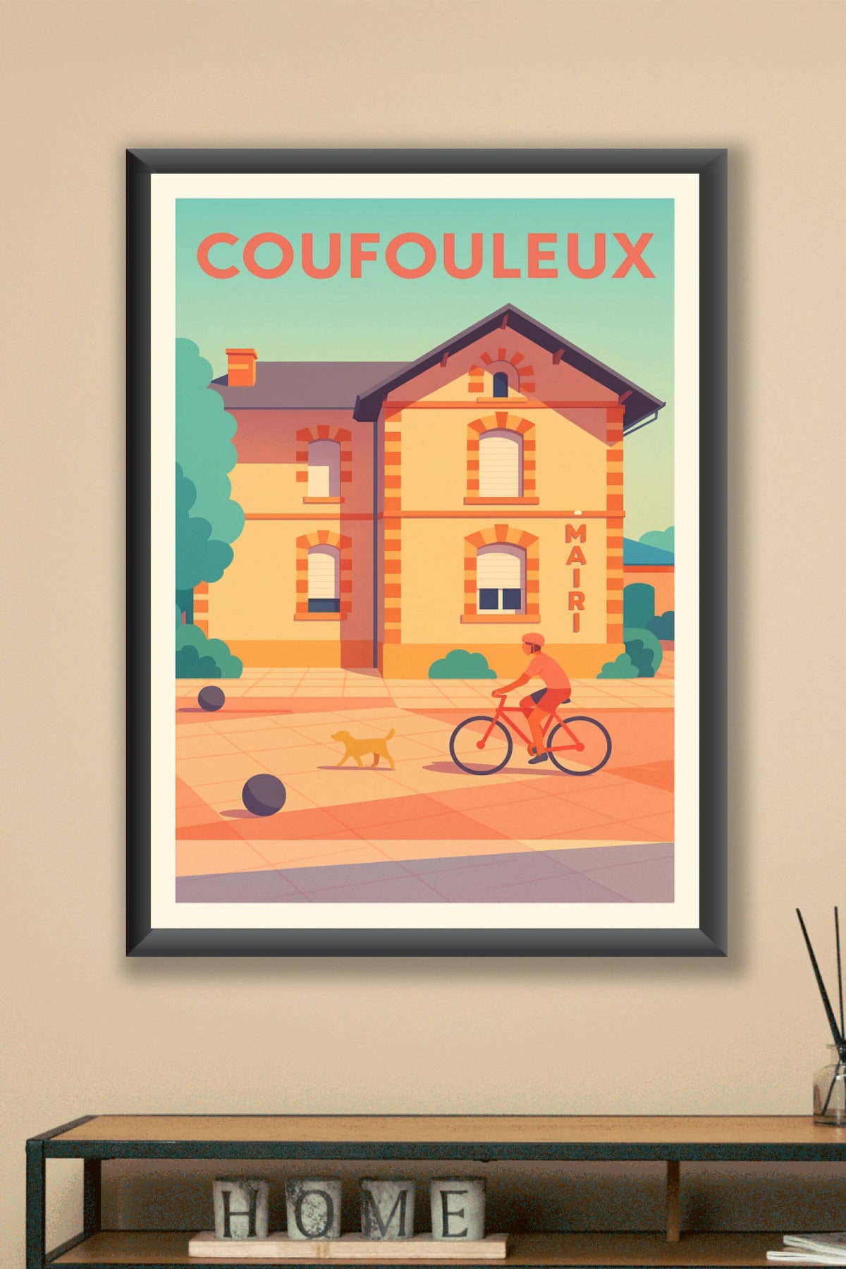 Affiche de Coufouleux - L'élégance tranquille de la mairie à vélo