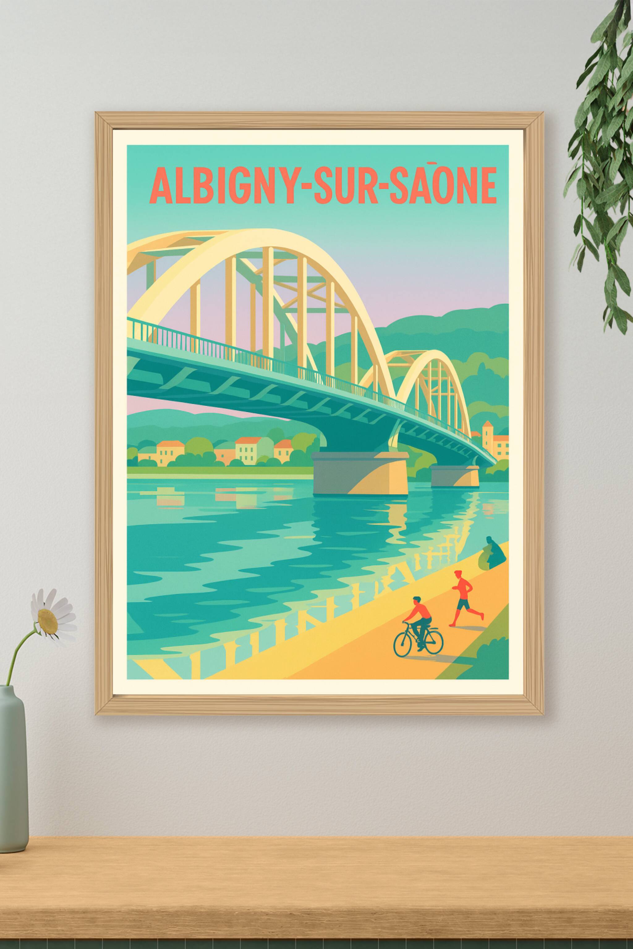 Affiche Albigny-sur-Saône — Harmonie entre nature et architecture · poster d'art de Albigny-sur-Saône