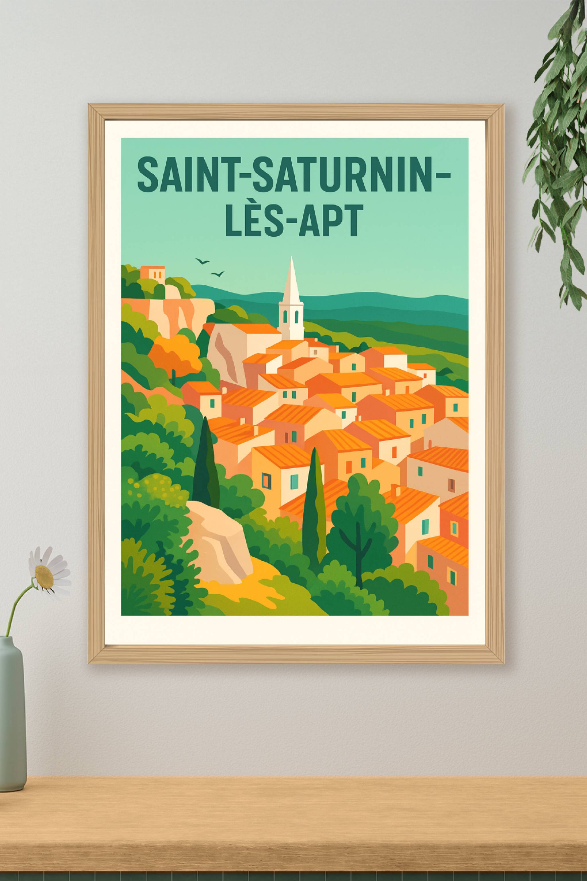 Affiche de Saint-Saturnin-lès-Apt - Charme provençal en couleurs chaleureuses