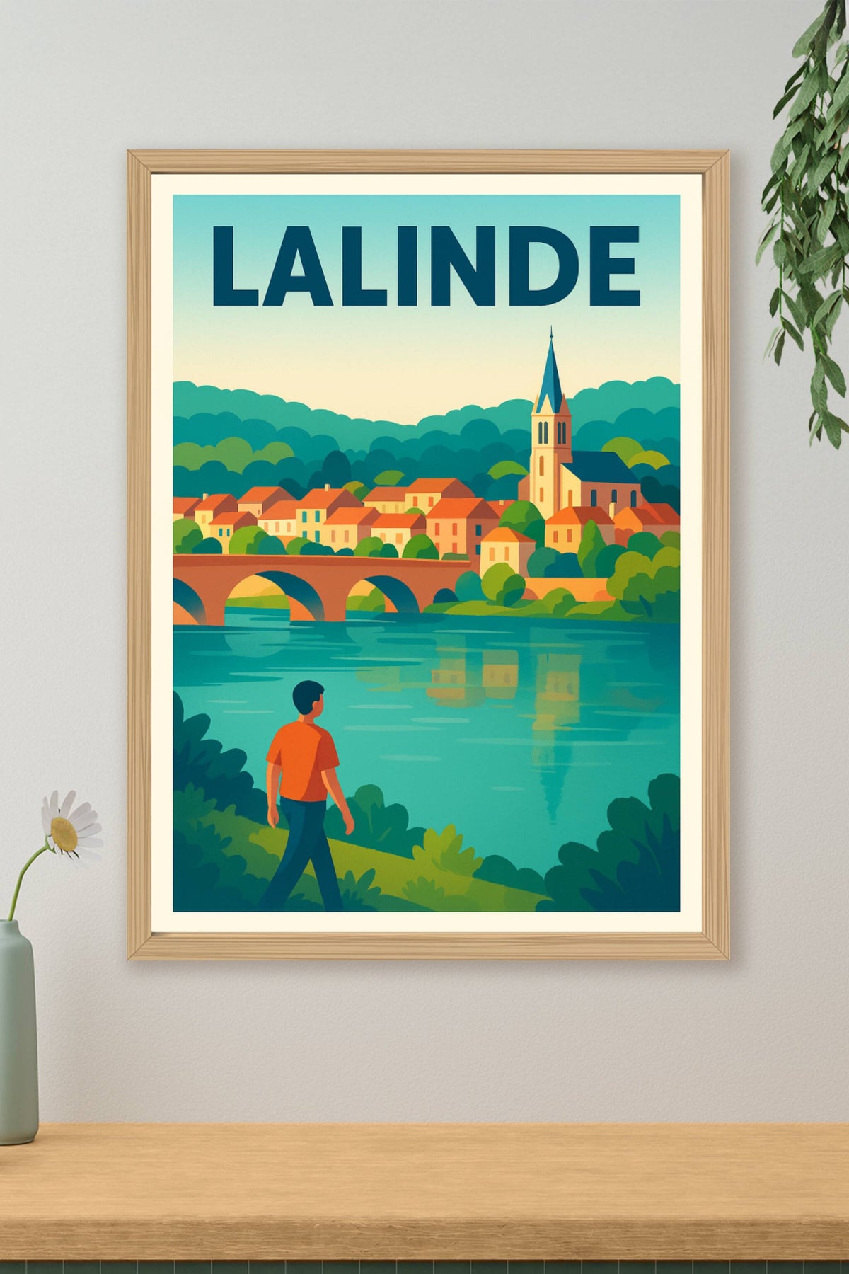 Affiche de Lalinde - Vue pittoresque au bord de la rivière