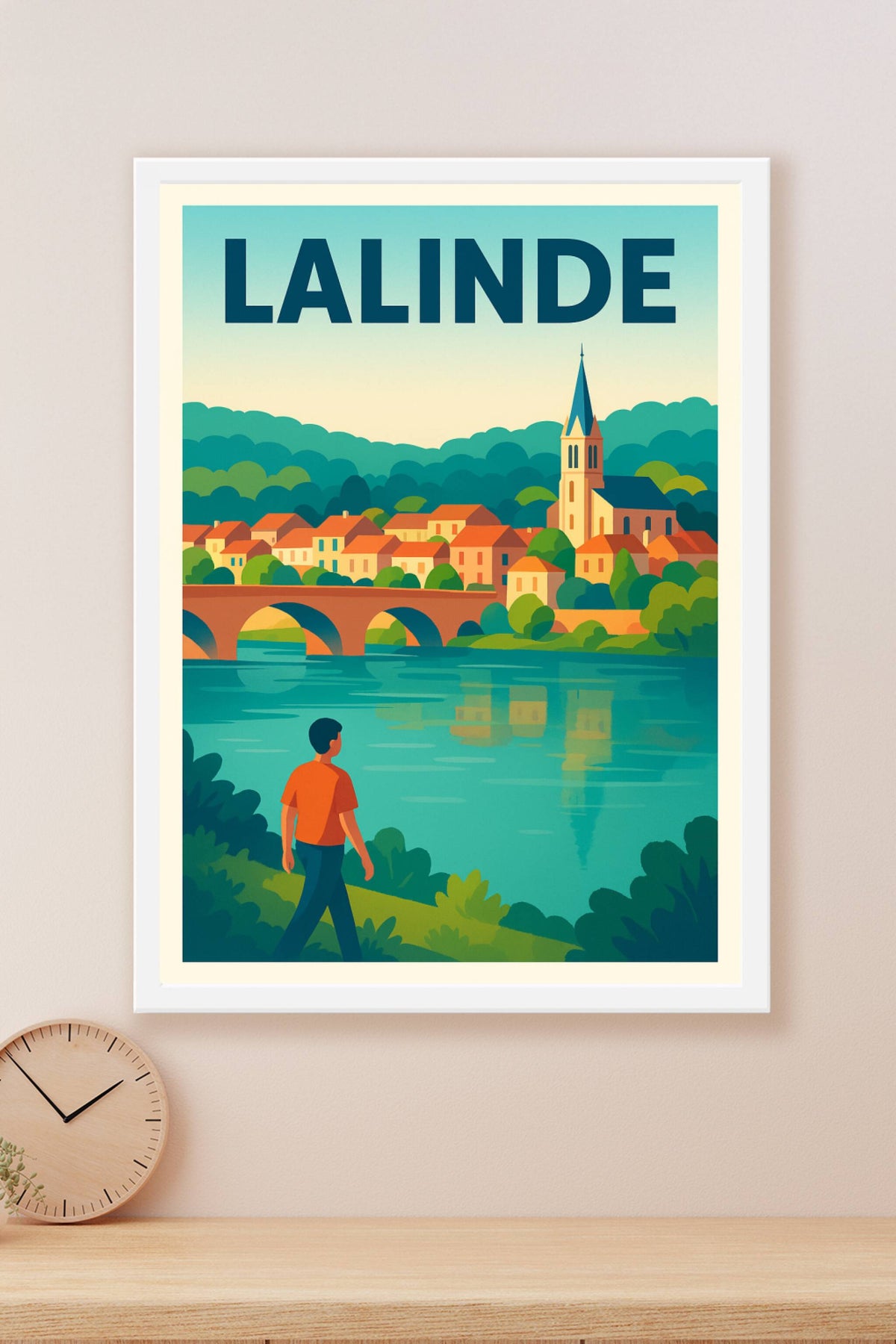 Affiche de Lalinde - Vue pittoresque au bord de la rivière
