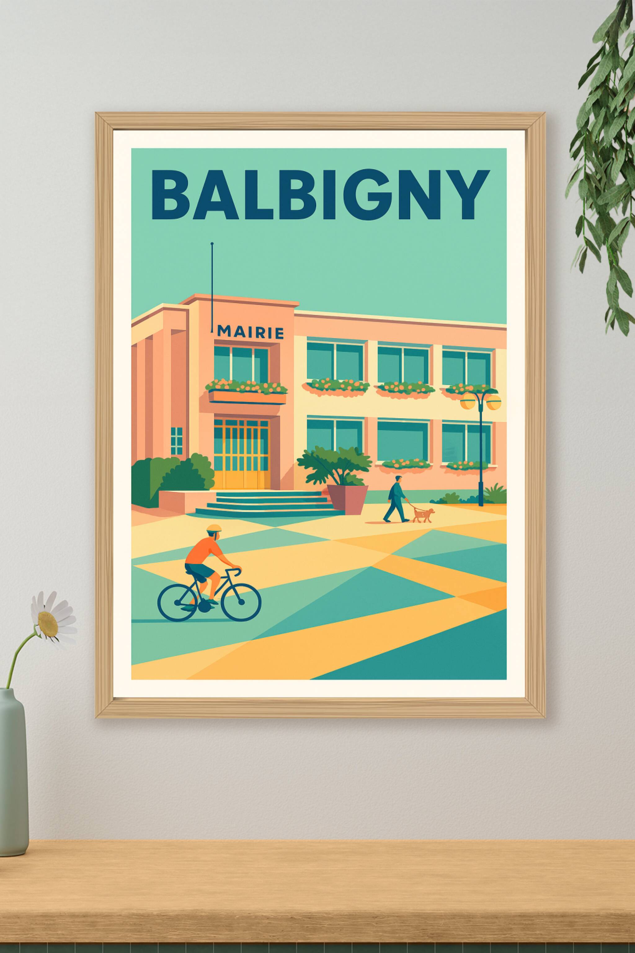 Affiche de Balbigny - Charme pastel de la mairie animée