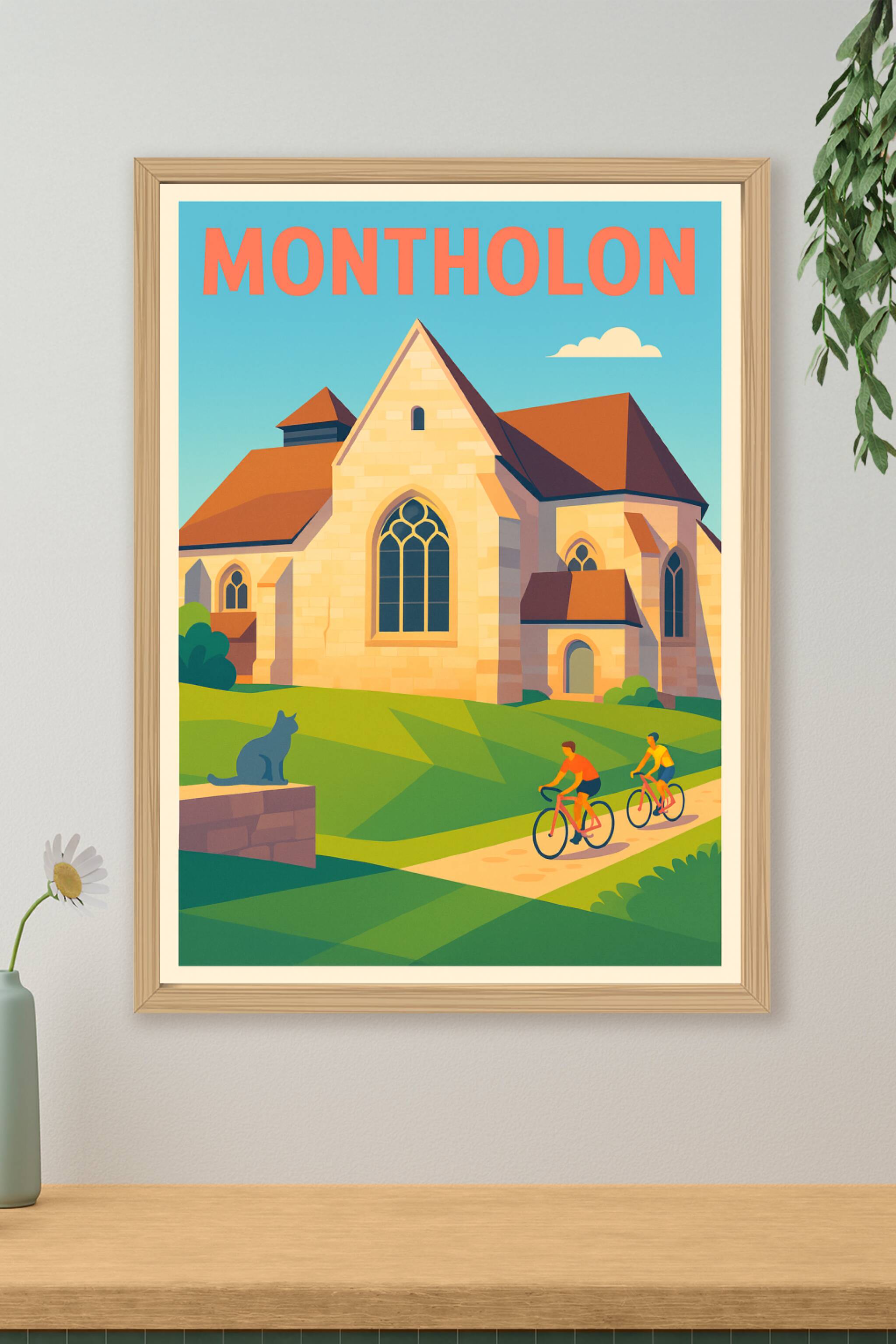 Affiche de Montholon - L'élégance d'un patrimoine à vélo