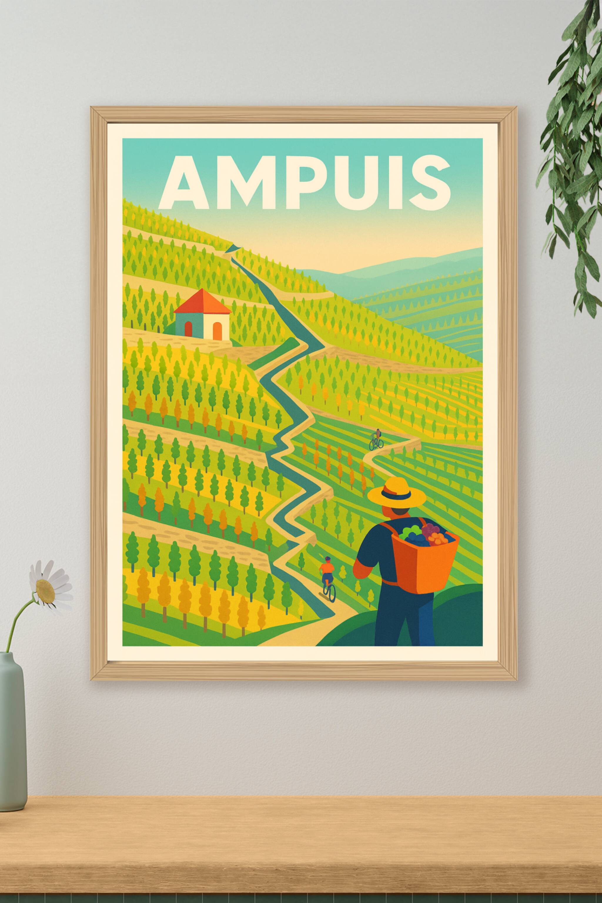 Affiche de Ampuis - Le charme authentique des vignobles en pente