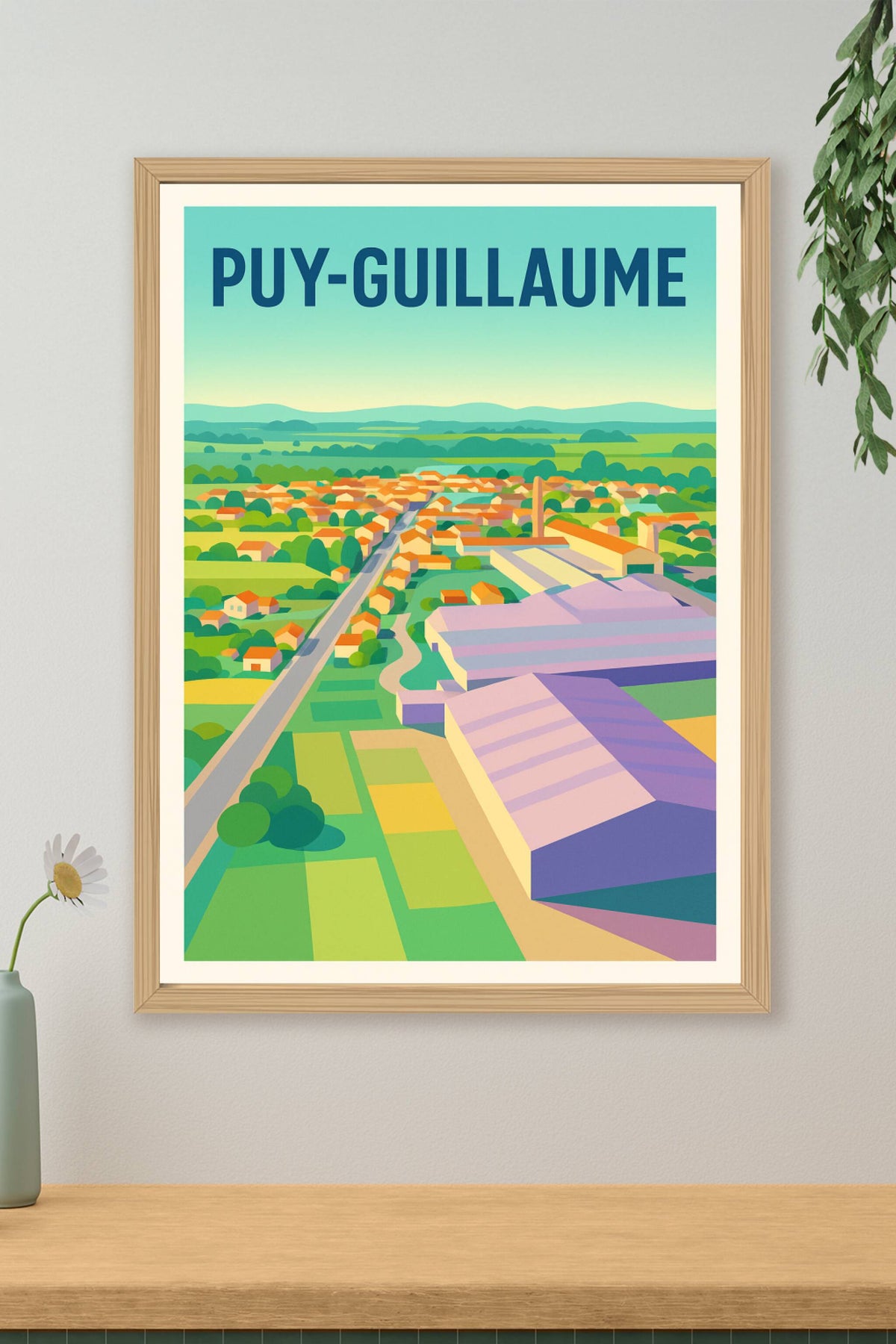 Affiche de Puy-Guillaume - Une vue colorée sur la vallée auvergnate