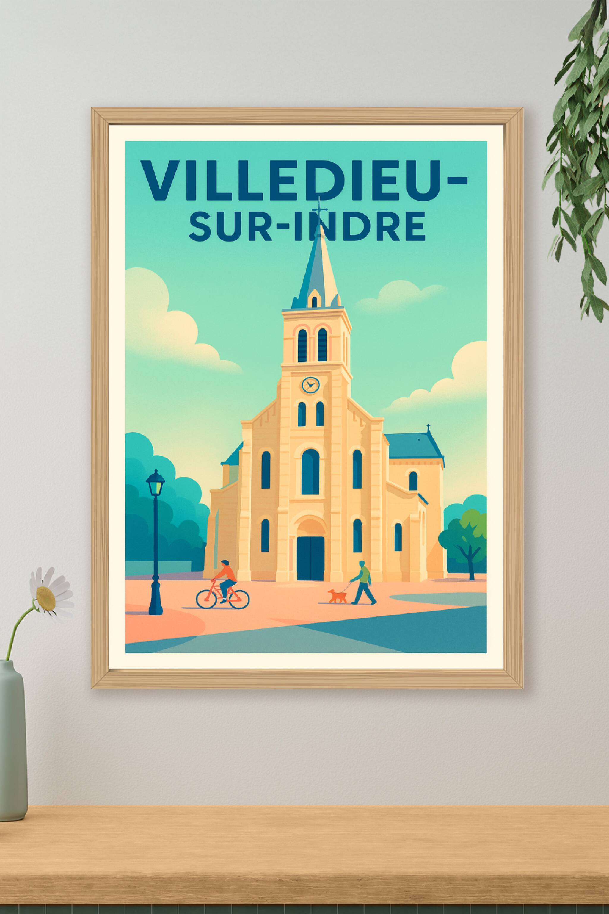Affiche de Villedieu-sur-Indre - Charme paisible et patrimoine architectural